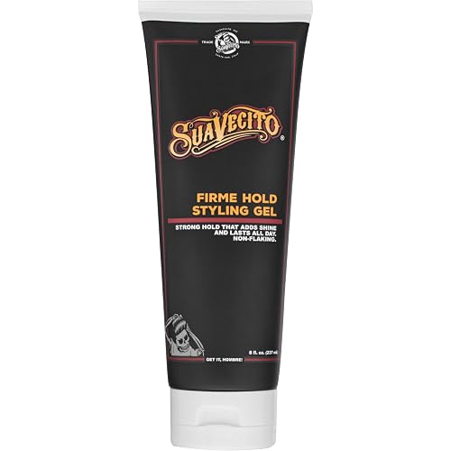 Suavecito Firme (Strong) Hold Styling Gel 8 oz -Original Scent, High Shine - Alcohol Free - Won't Dry or Flake, Lasts All Day, Works On All Hair Types And Textures