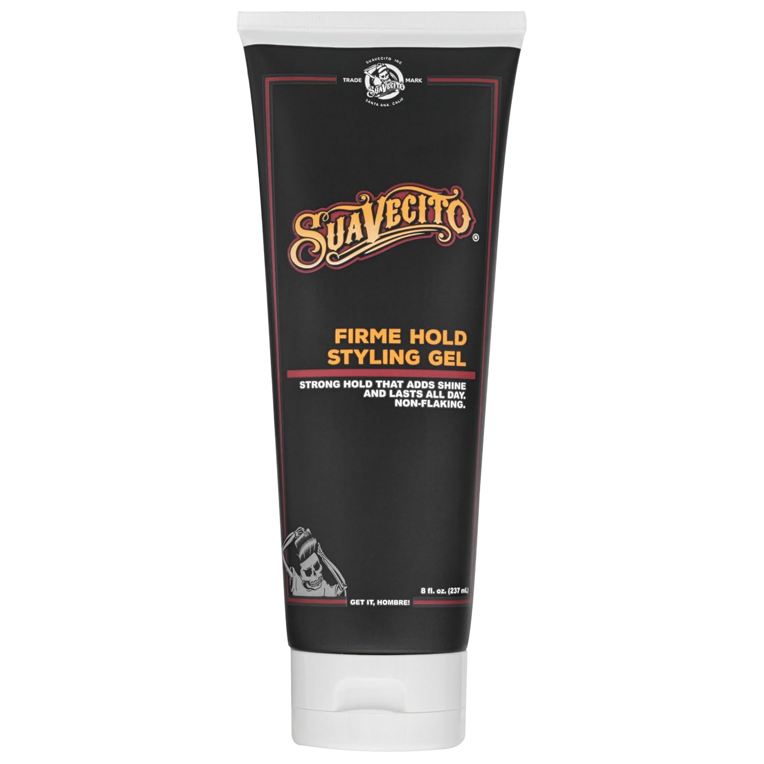 Suavecito Firme Strong Hold Styling Gel 8oz - Alcohol-Free, High Shine, No Flake, All-Day Hold for All Hair Types