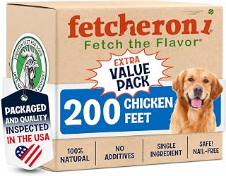Premium Chicken Feet Dog Treats - Dehydrated Poultry Foot - No Additives - Digestible Chew - Joint Health Support - All Natural (200-Pack)