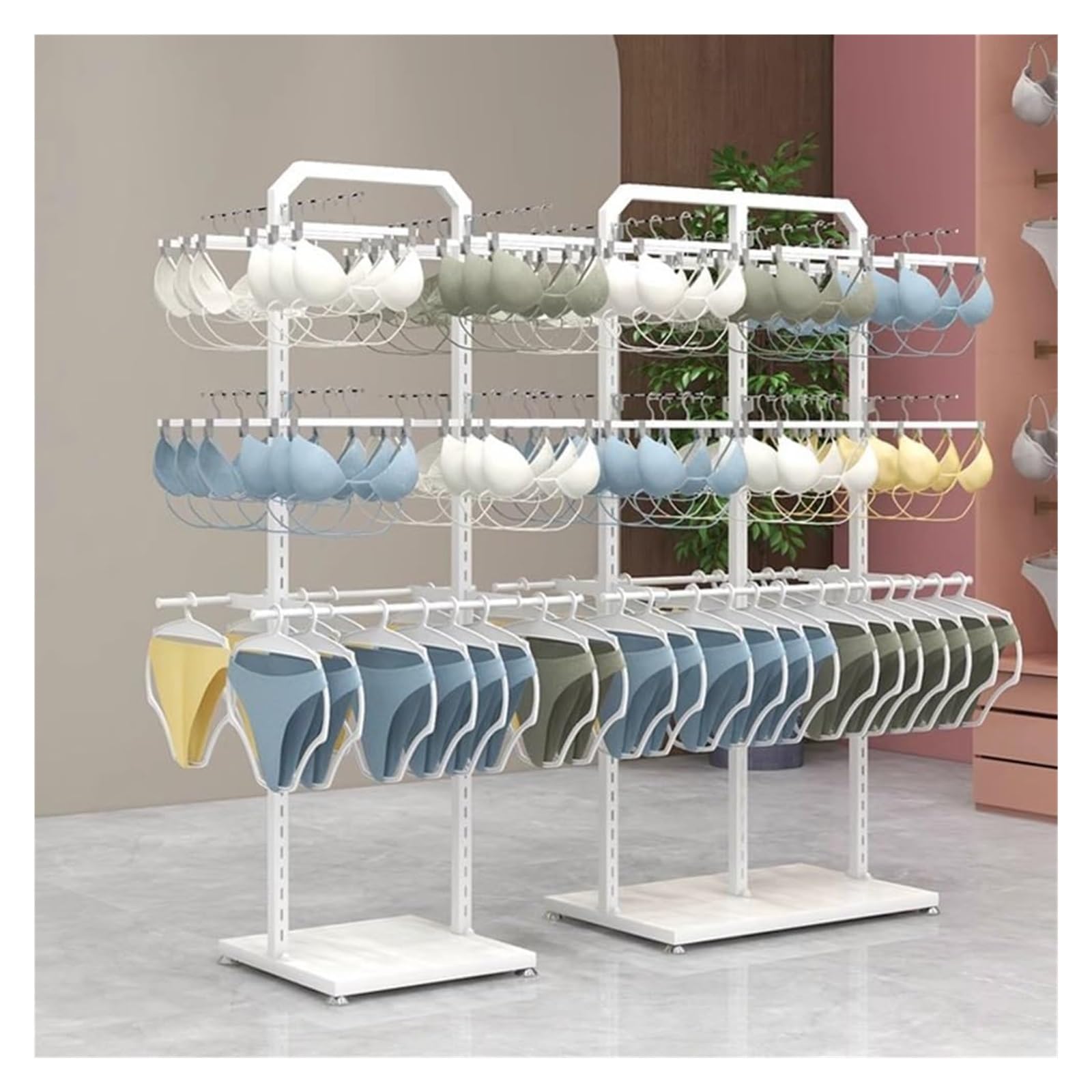 Étagère combinée pour magasin de vêtements et présentoir de lingerie fine sur pied