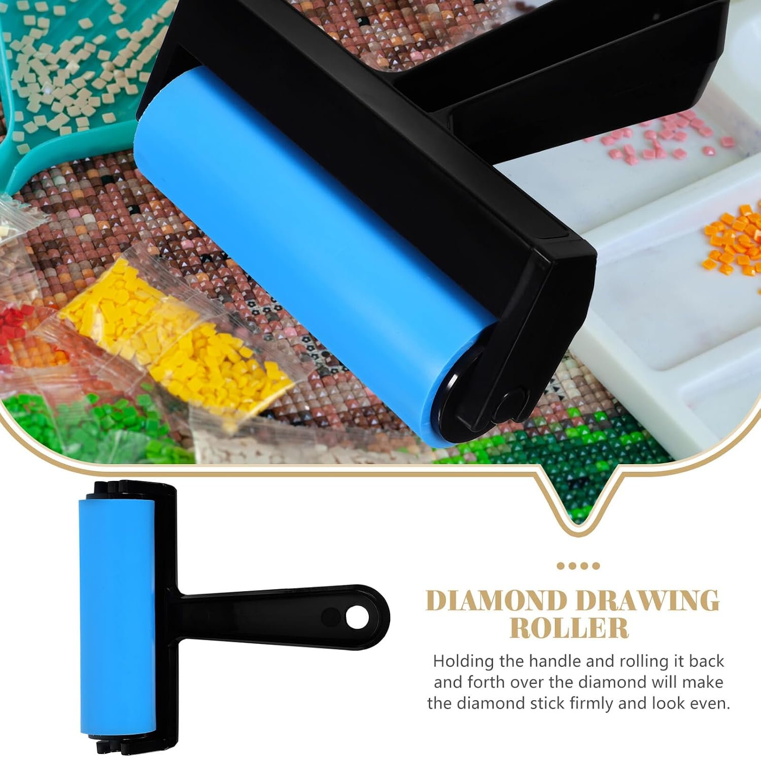 Ipetboom Multi-Function Roller Blue Plastic Handheld Stamp Tool for Stable Comfortable Printmaking and Painting