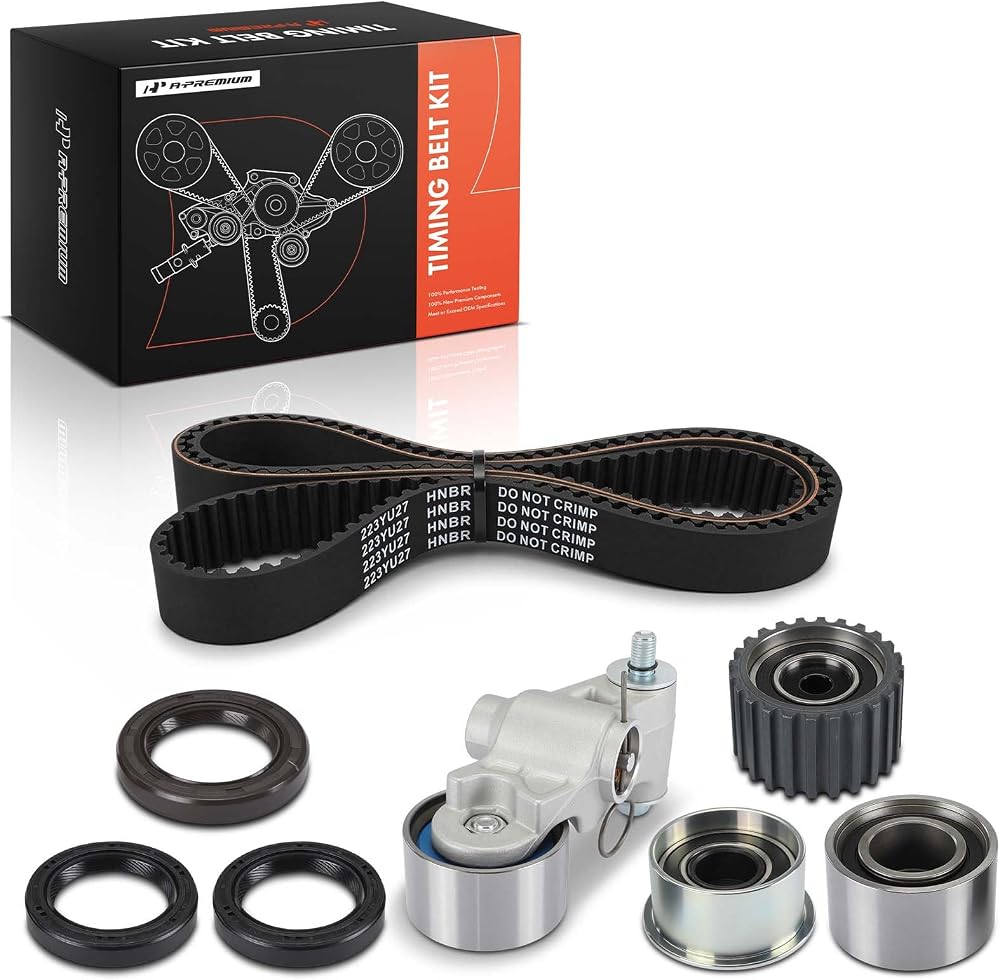 Engine Timing Belt Kit with Tensioner & Idler Sprocket & Seal | Compatible with Subaru Outback 00-12, Impreza 99-11, Forester 99-10, Legacy 99-12 & Saab 9-2X 05-06, SOHC 2.2L 2.5L