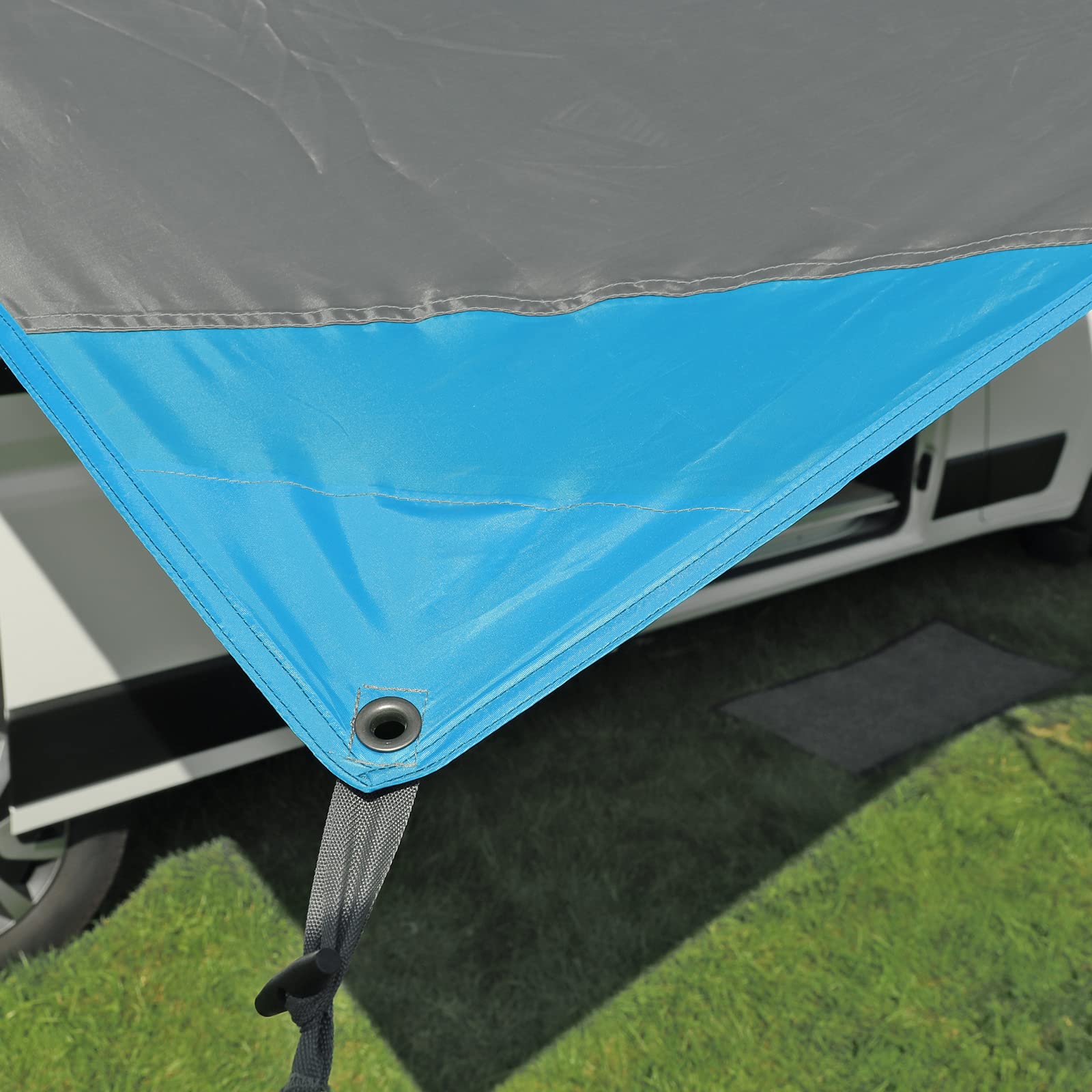 deiwo Essential Sonnensegel 4,50 x 2,4 m für Wohnwagen Wohnmobil Wassersäule 2000mm Markise Grau