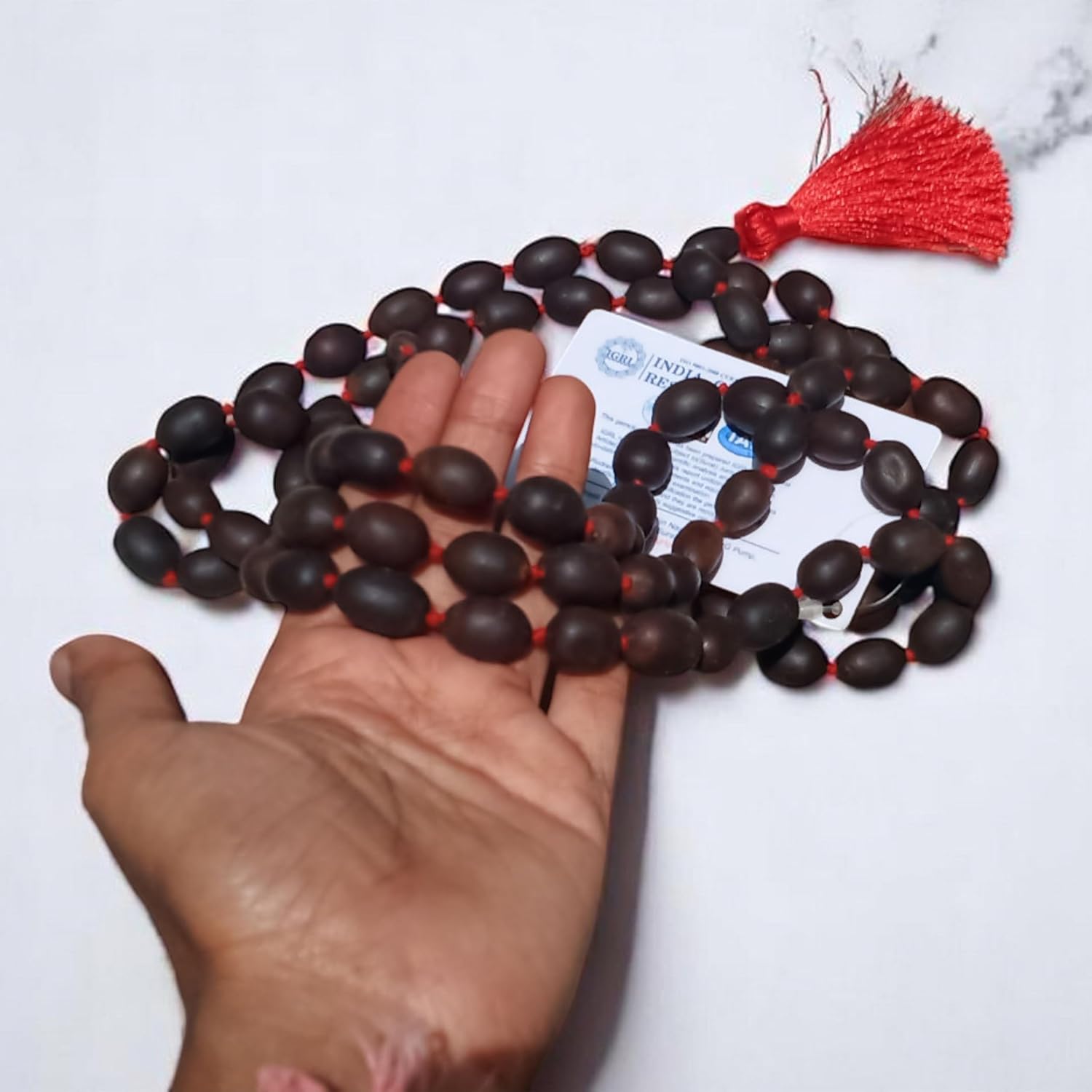 Kamal Gatta Japa Mala 108+1 Beads | Lotus Seed Rosary for Hindu Prayer, Yoga, Meditation & Puja | Sacred Kamalgatta Mala for Goddess Lakshmi Worship | Spiritual Jap Mala for Daily Rituals - Image 2