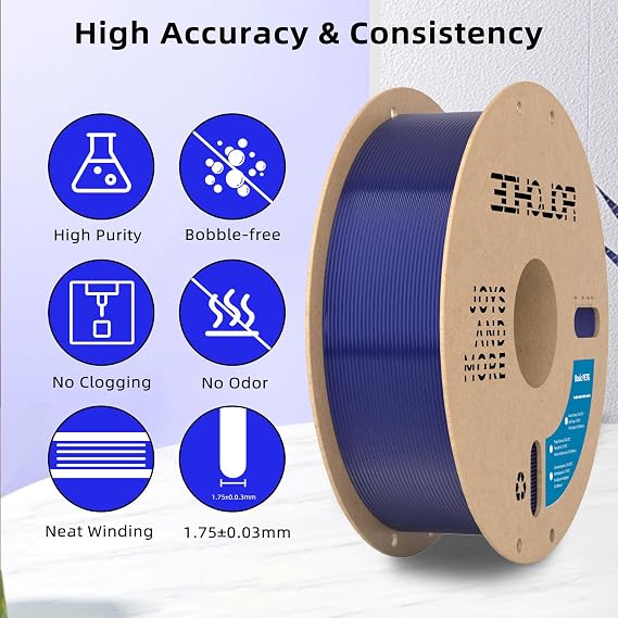 3DHoJor Update Basic PETG Filament 1.75mm, PETG 3D Printer Filament, 2.2 LBS (1KG) Cardboard Spool, Fit Most FDM 3D Printer, Translucent Blue
