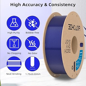 3DHoJor Update Basic PETG Filament 1.75mm, PETG 3D Printer Filament, 2.2 LBS (1KG) Cardboard Spool, Fit Most FDM 3D Printer, Translucent Blue