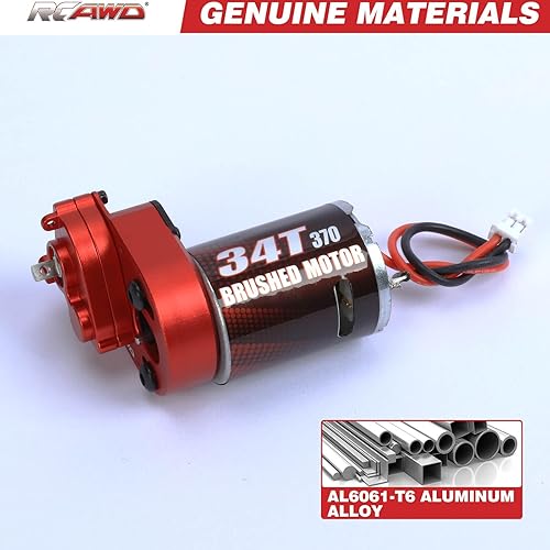 Miniatura 5 de RCAWD Cepillo de carbono mejorado con motor cepillado 370 34T (vuelta) caja de engranajes centrales, juego de transmisión ensamblado para 124 Axial