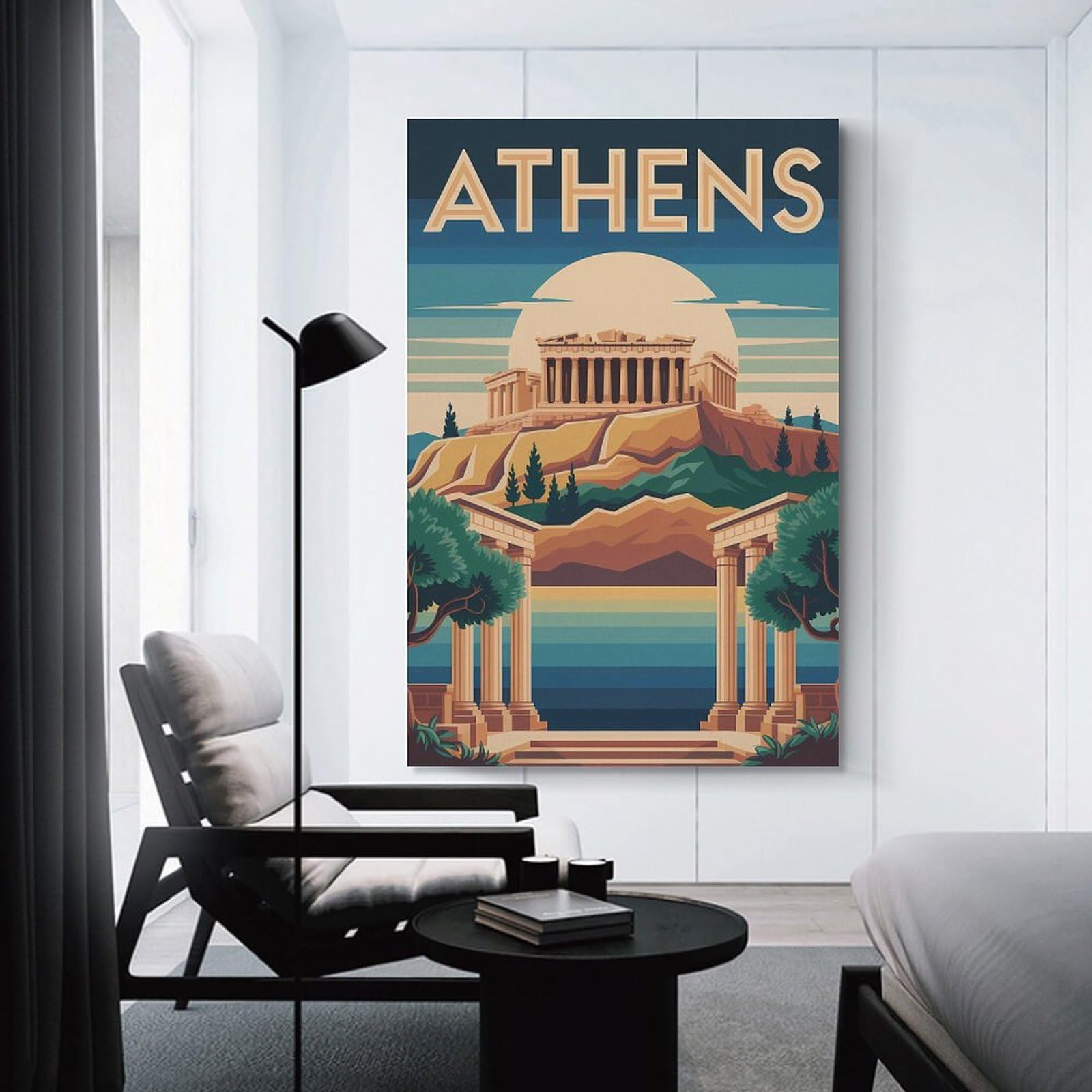 Junmoney Athens Travel (3) Hanging Wall Art 12x18inch(30x45cm), for Study, Office Or Focused Interiors, Wall Art That Adds Style to Work Areas