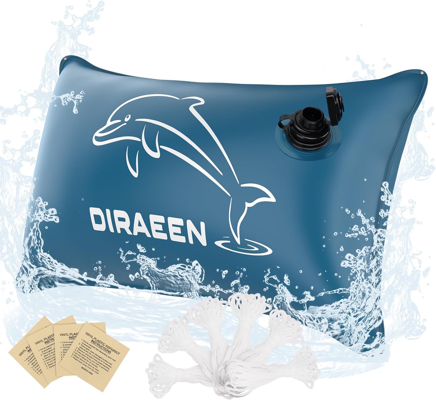 Pool Pillow 6.6 ft. x 13 ft. Double Sealed Pool Pillows for Above Ground Pools Cover Winterizing, Heavy Duty Pool Pillows Float, Extra Durable 0.4 mm PVC Winter Pool Air Pillow with 6 18-Foot Ropes