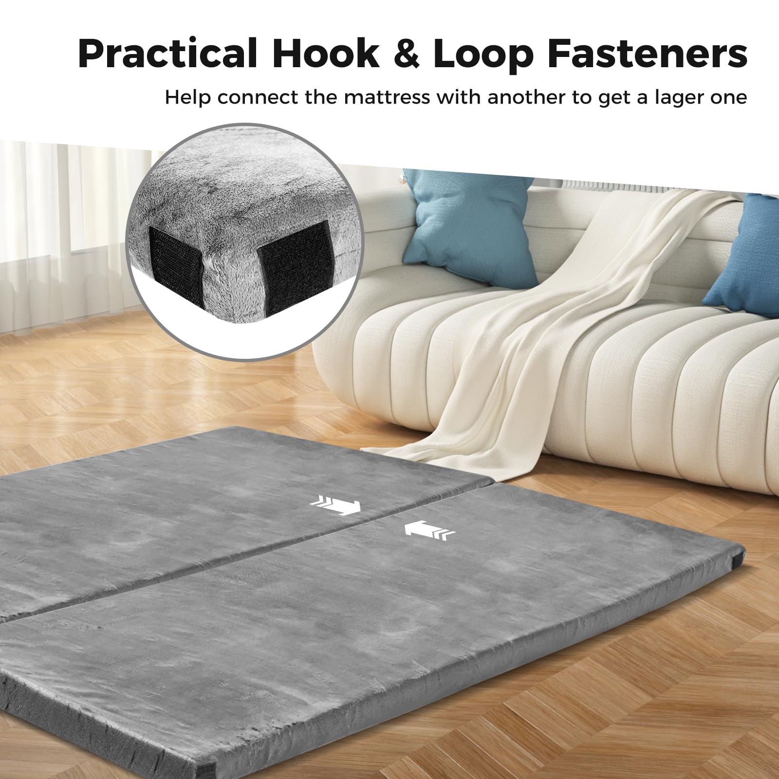 SOARS Matelas Camping Portable 183 X 62,5 X 6,5 CM, Matelas Pliable en Mousse à Mémoire de Forme avec Sac de Transport, Housse Amovible en Flanelle, pour Voyage, Camping, Maison
