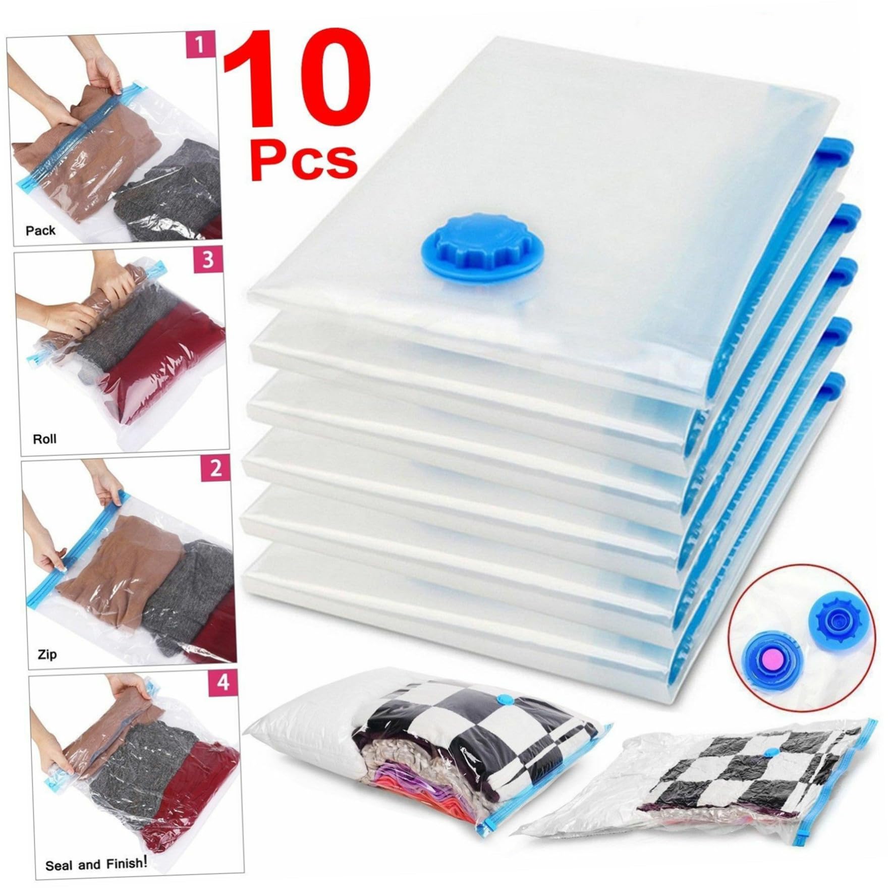 10 Stück Teiliges Wasserdichter Vakuum aufbewahrungsbeutel Platzsparende Kompressionsbeutel aus Umweltfreundlichem Material für Kleidung Bettwäsche und Quilts Faltbare Organizer