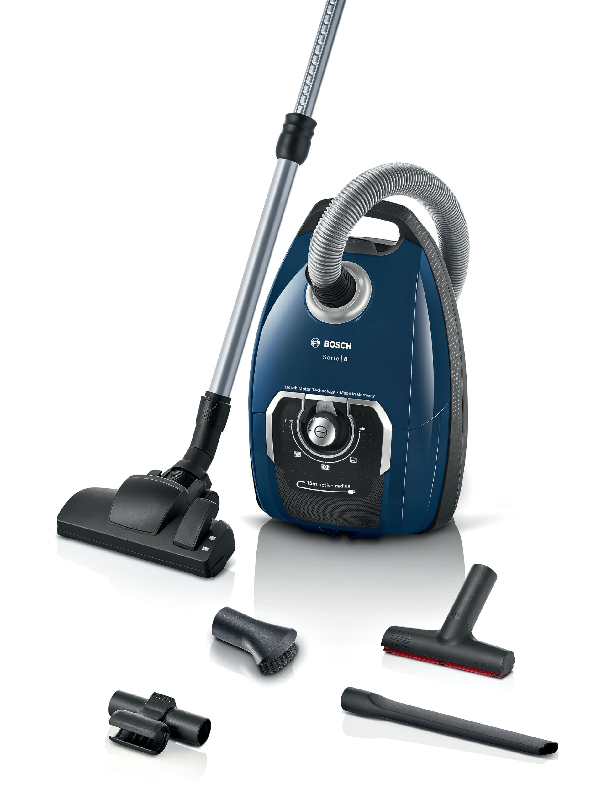 Bosch Aspirapolvere con sacchetto serie 8 BGL8XPER, ideale per chi soffre di allergie, filtro igienico, 10 anni di garanzia, bocchetta per tappezzeria XXL, cavo lungo, prodotto in Germania,