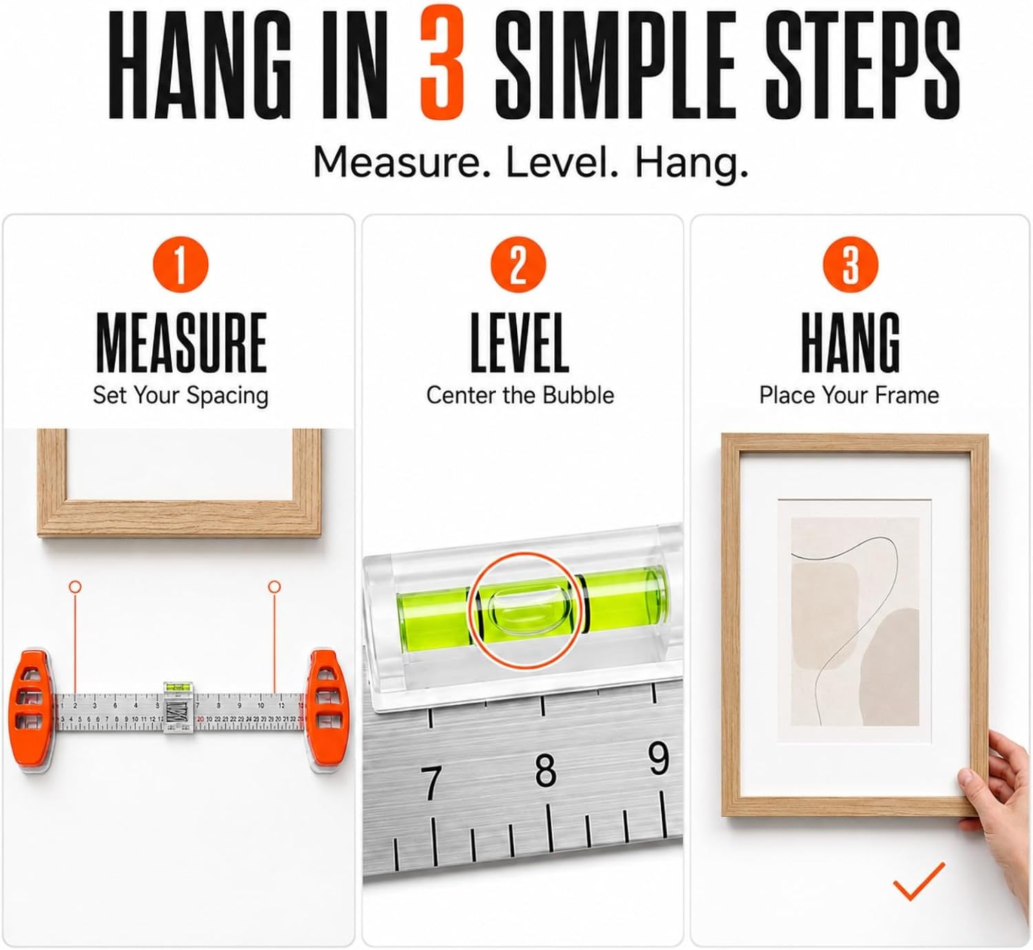 Picture Hanging Tool with Built in Level,Magnetic Nail Hanger,Ruler,30nails