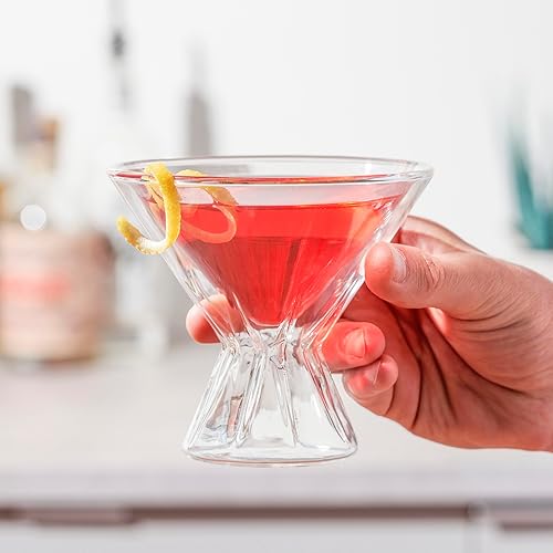Miniatura 4 de Viski Cristal de doble pared aislado para cóctel de corte Martini, apto para lavavajillas, vidrio de borosilicato de 8.5 onzas, juego de 2,