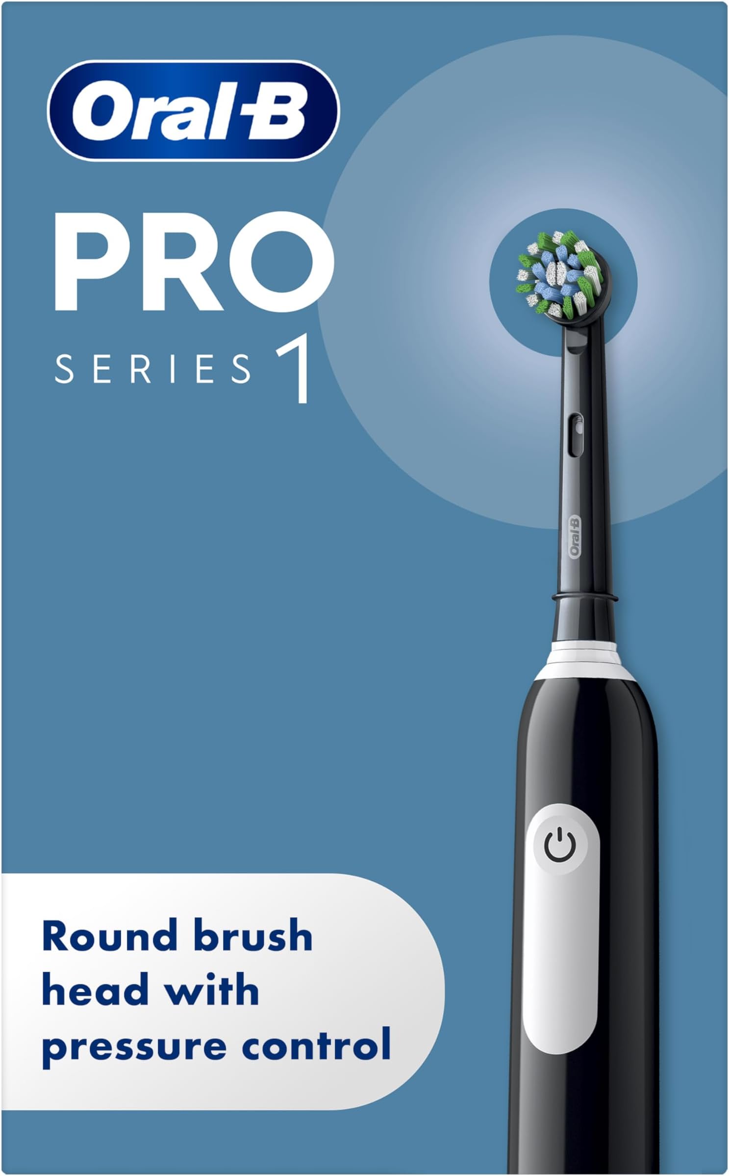 Oral-B Pro 1 Electric Toothbrush For Adults, Oral B Electric Toothbrushes Adults, With 3D Cleaning, 1 Toothbrush Head, Gum Pressure Control, 2 Pin UK Plug, Black