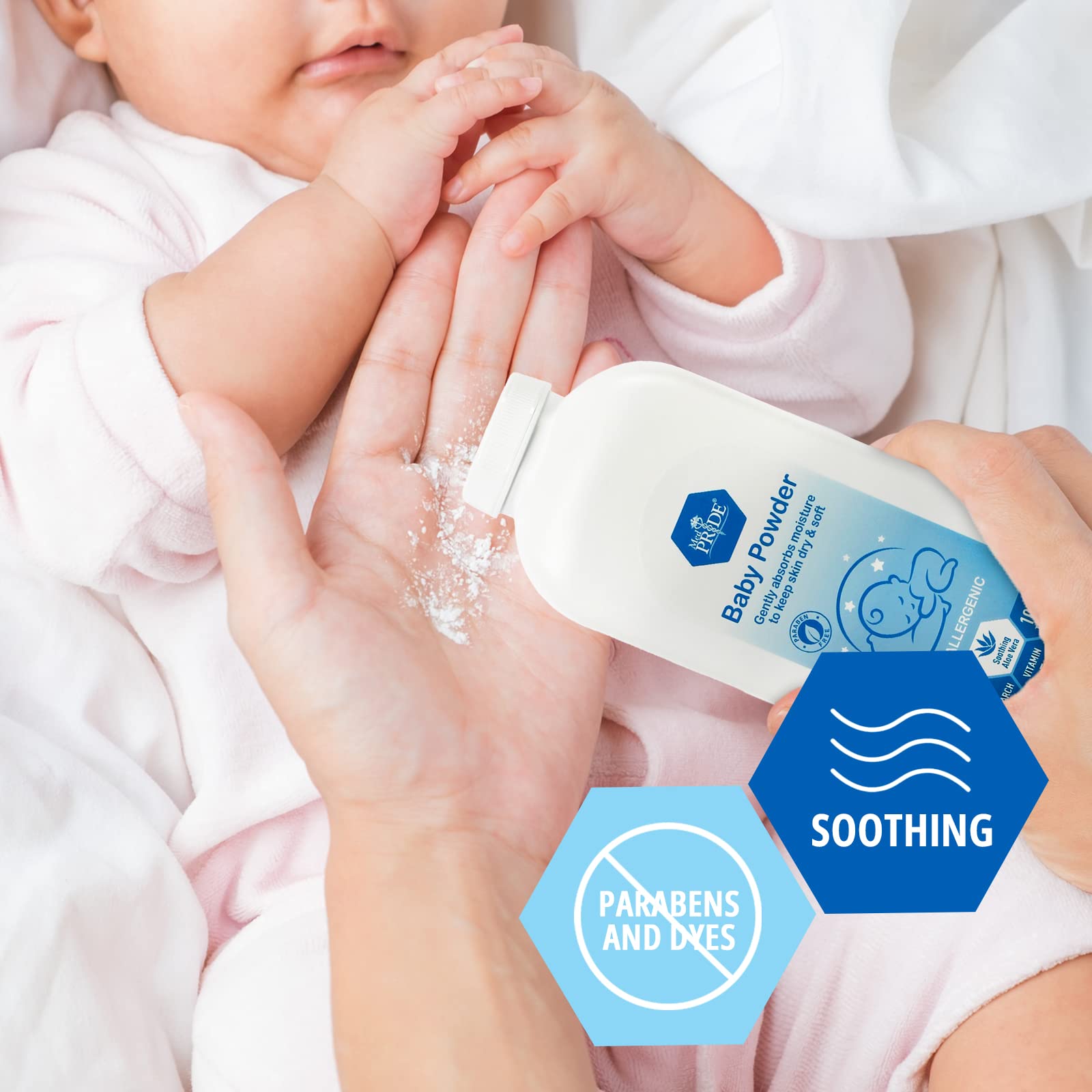 Babypower Polvo para bebé, 22 onzas, 100% libre de talco, con aloe vera y vitamina E, almidón de maíz hipoalergénico para dermatitis del pañal, protección contra la humedad, sin parabenos 3