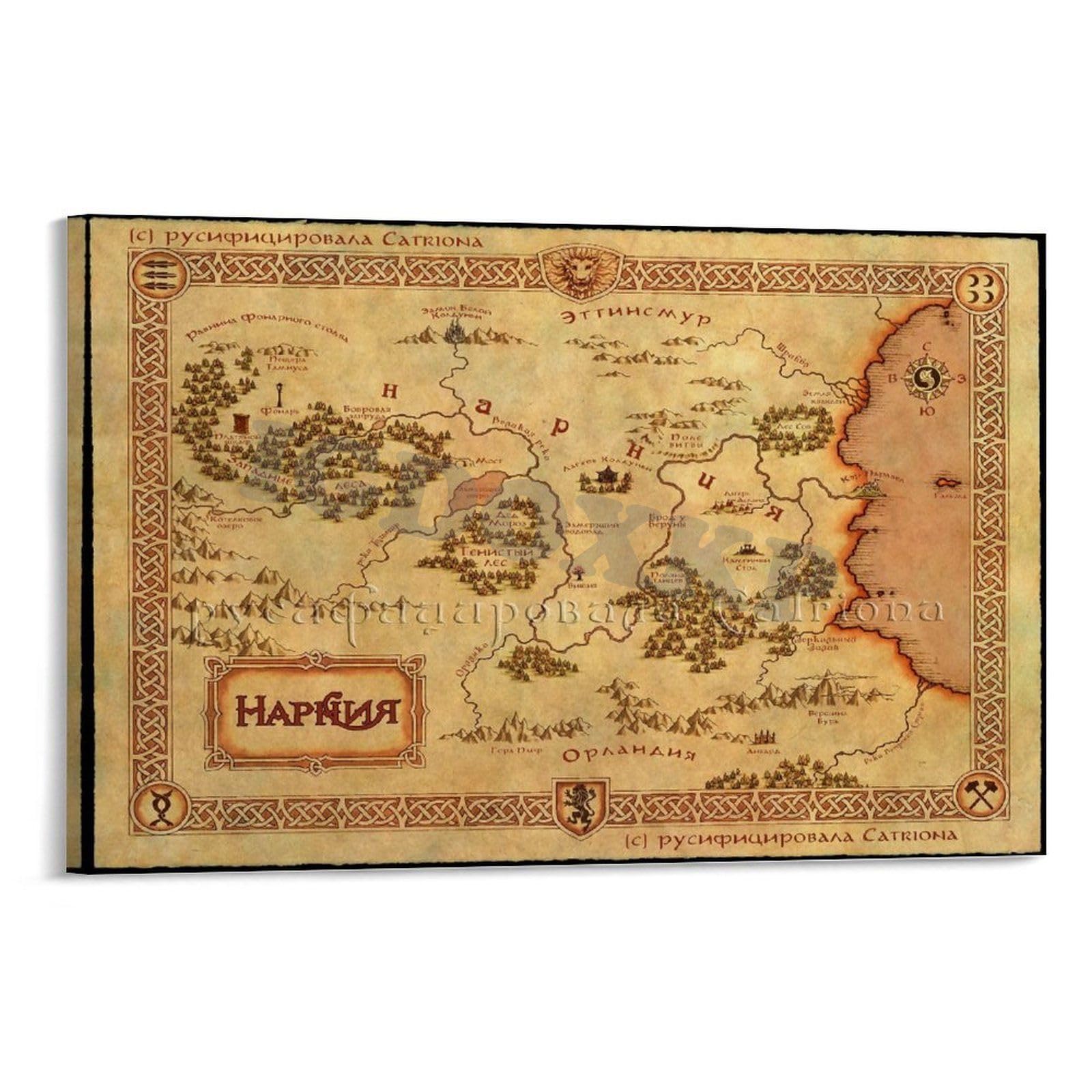 HOSAIR The Chronicles of Narnia Map Popular Science Poster Canvas Poster Bedroom Decor Office Room Decor Gift Frame-style 18x12inch(45x30cm)