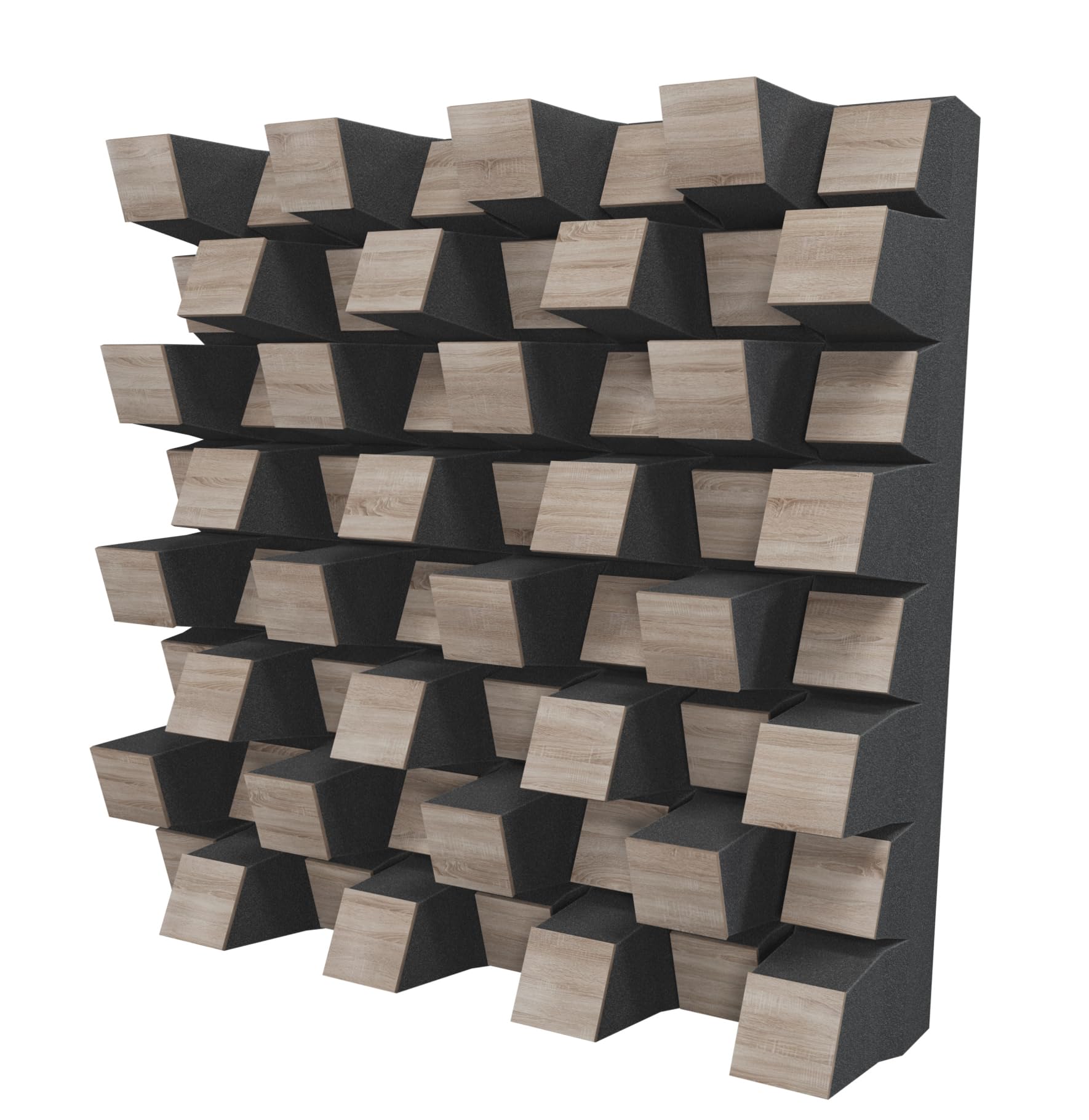 2er-Pack – Akustikdiffusor | 2D-Diffusor | Größe: 50 x 50 cm | Reflexion – Diffusion – Absorption – Schalldämmung | Wandkunstpaneel | Farbe: [SIRIUS (150mm) | Sonoma]