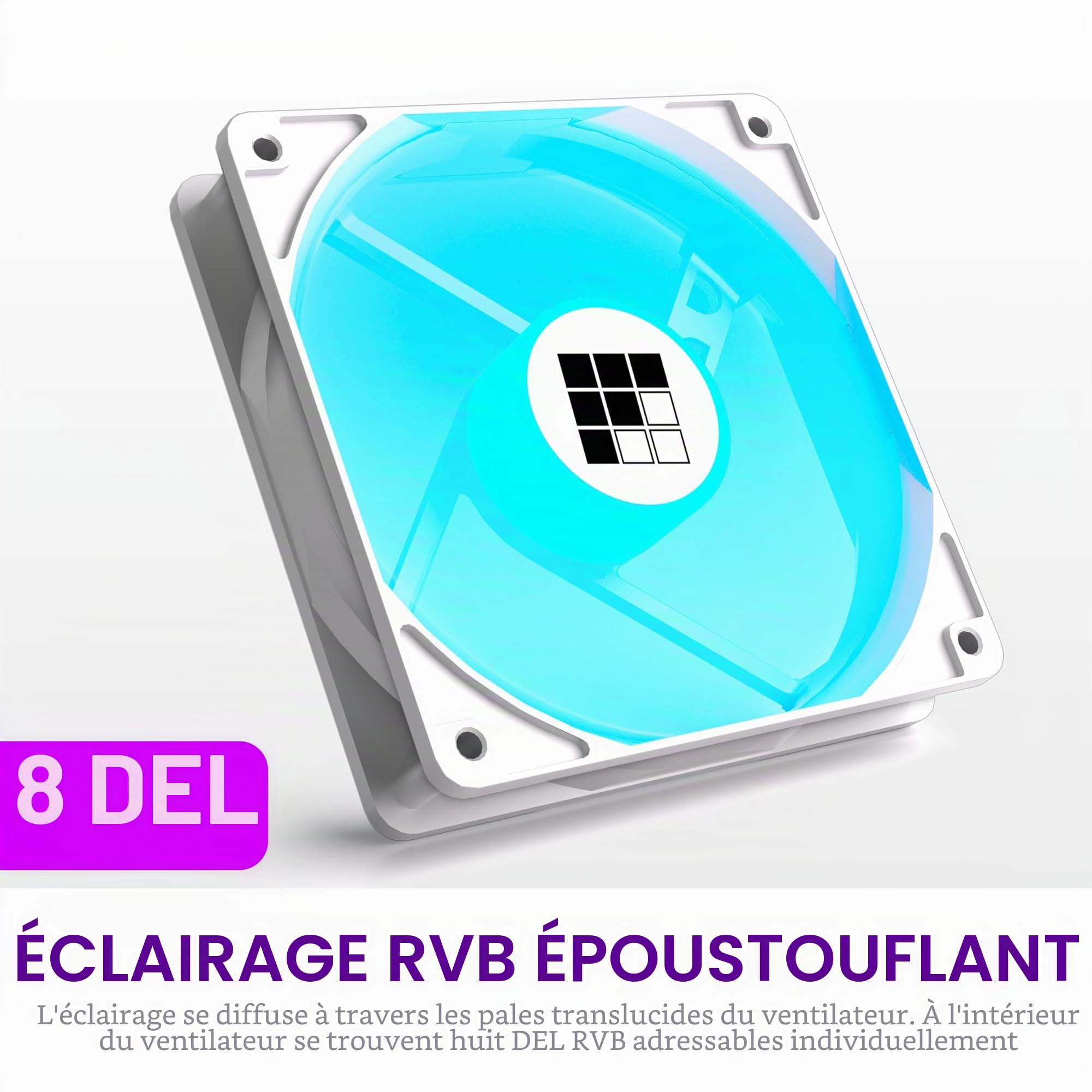 FOIFKIN Ventilateur PC - 120 mm ARGB PWM - Ventilateur inversé - À roulement magnétique - 3 ventilateurs avec 1 câble adaptateur - Ventilateur inversé - Blanc - N07