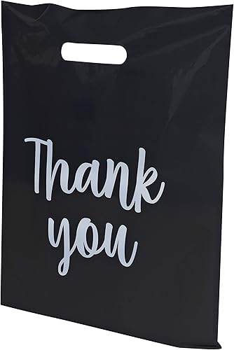 Miniatura 2 de Lot45 Bolsas de plástico al por menor con asas  100 bolsas de plástico negro para mercancía a granel de 12 x 15 pulgadas