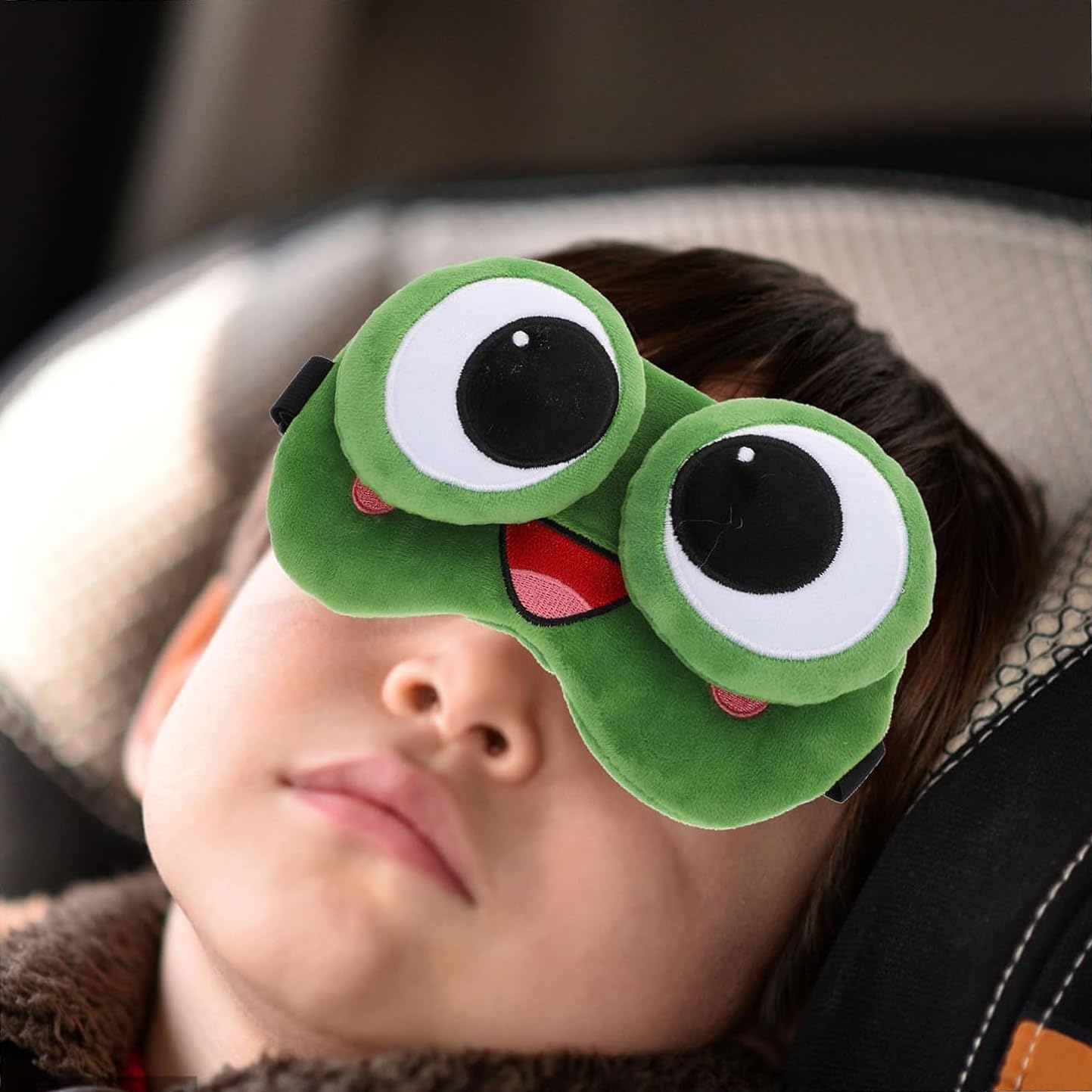 Maschera Per Gli Occhi A Forma Di Rana – Peluche Morbido 3D Con Cinturino Regolabile E Tappi Per Orecchie – Verde