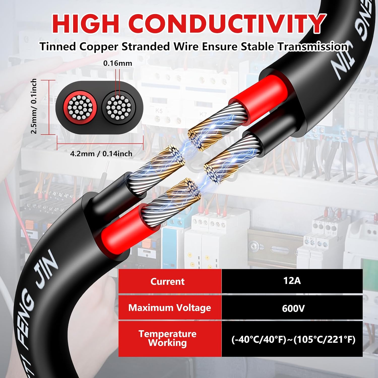 Oududianzi 10 Gauge Wire 2 Conductor Electrical Wire, 10-2 Wire Stranded PVC Cord, 12V Low Voltage/Tinned Copper/Flexible Cable for Automotive Wiring, Lamp Cord, Marine Cable (30FT)