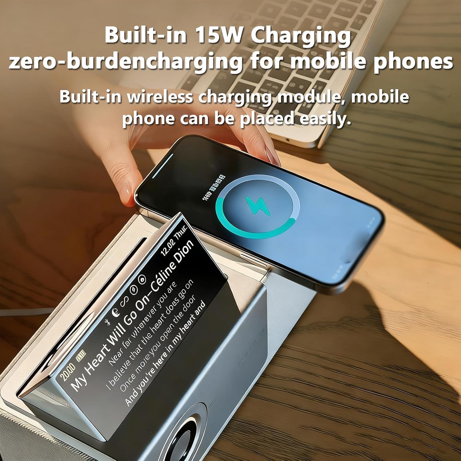 Altoparlante Bluetooth con schermo a libro, suono HiFi portatile, illuminazione ambientale, display testi, diaframma basso, ideale per feste in casa e all'aperto