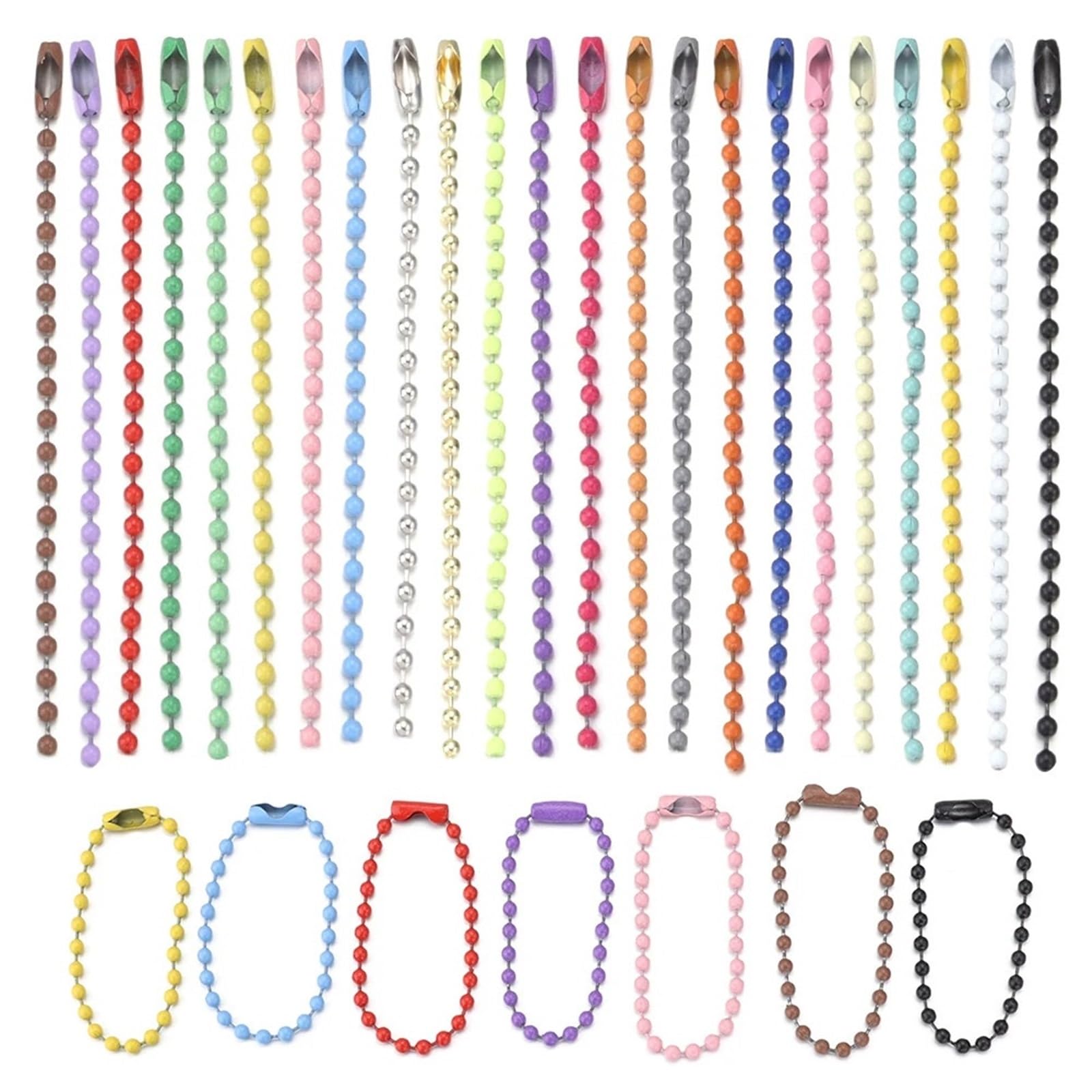 Wjiayao Mixed Feet Ball Bead Chain 100Pcs/Lot 10Cm Iron Colorful Ball Bead Chain Fits Keyring Key Chain For Jewellery Making(,10Cm)