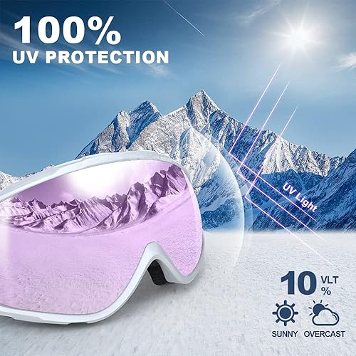 Miniatura 28 de Findway - Gafas de esquí para usar sobre anteojos, para nieve y snowboard, para hombre, mujer y jóvenes, 100 % protección contra rayos ultravioleta