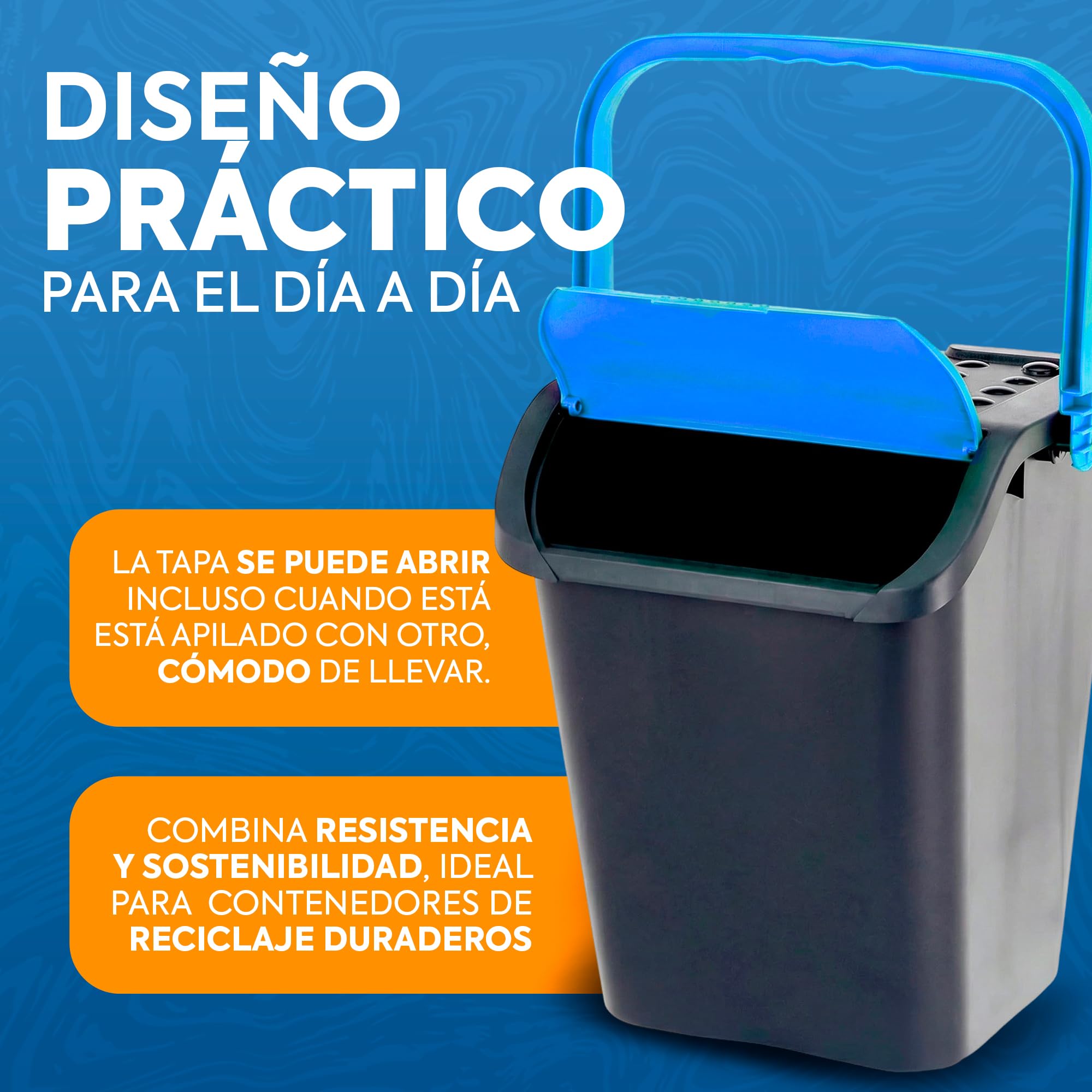 Pack 3 Cubos Basura 35 Litros Multicolor | Tapa Apilable Cocina
