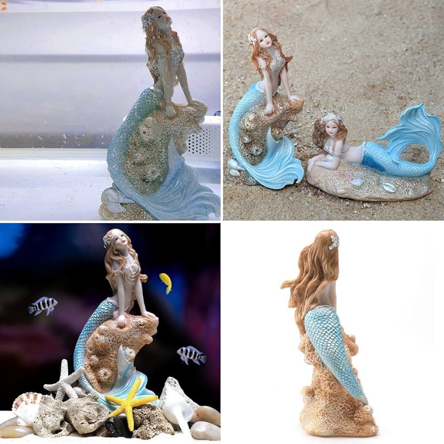 海のお月様 人魚姫 インテリア マーメイド シーグラスアート アクアリウム 置物 海のお月様 人魚姫 インテリア シーグラスアート アクアリウム