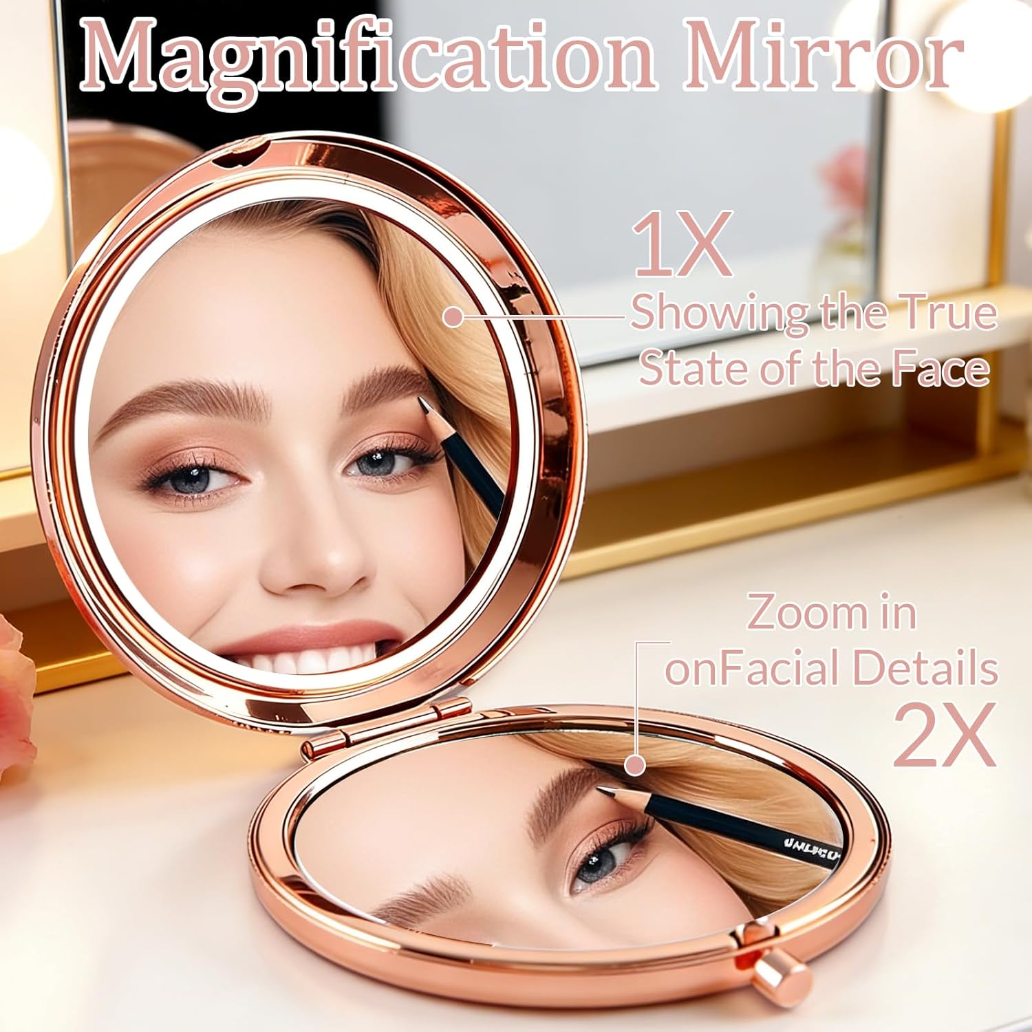 HJX Personalized Compact Mirror Bulk, Custom Pocket Mirror for Women, Small Cute Purse Mirror for Wedding Favors, Bridesmaids, Graduation, Galentine & Sisterhood Gifts (10)