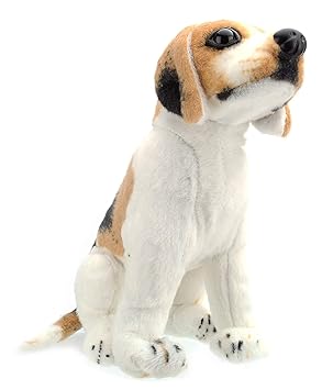 Sitting Jawar Beagle Dog Soft Stuffed Plush Animal Toy for Kids Boys and Girls Birthday Gifts (Color: White and Brown) (30 cm)