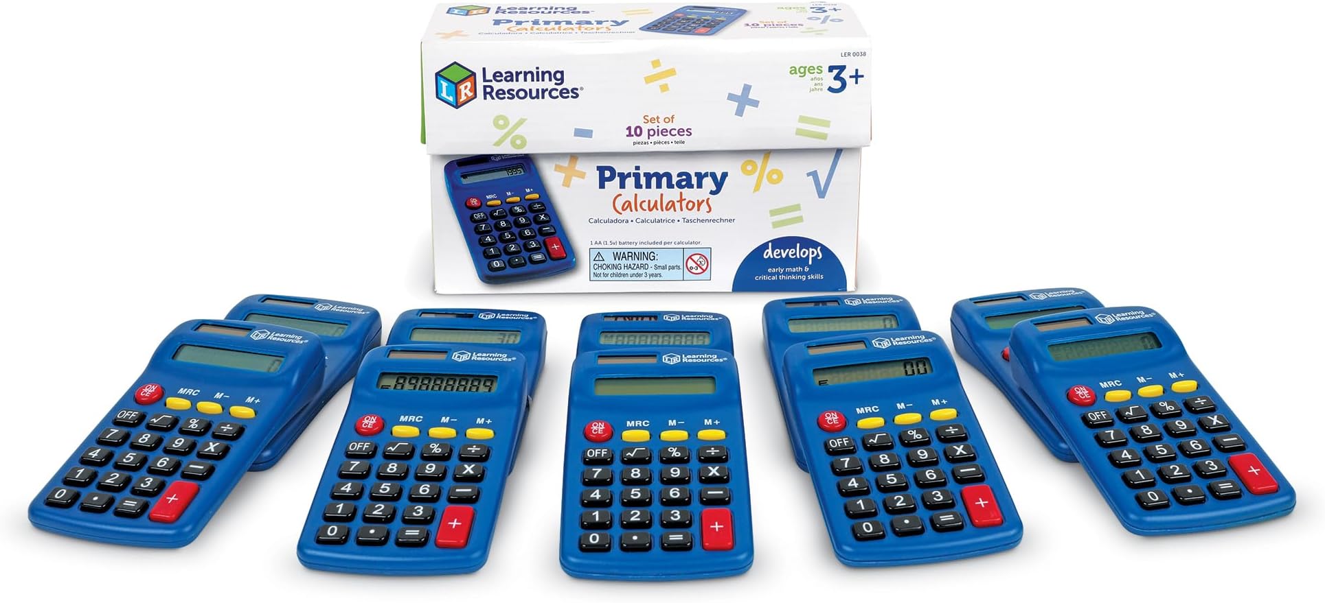 Learning Resources Primary Calculator - Basic Solar and Battery Powered Calculators for Students, Teach Basic Math Operations, School Supplies, Classroom Must Haves for Teachers, Back to School