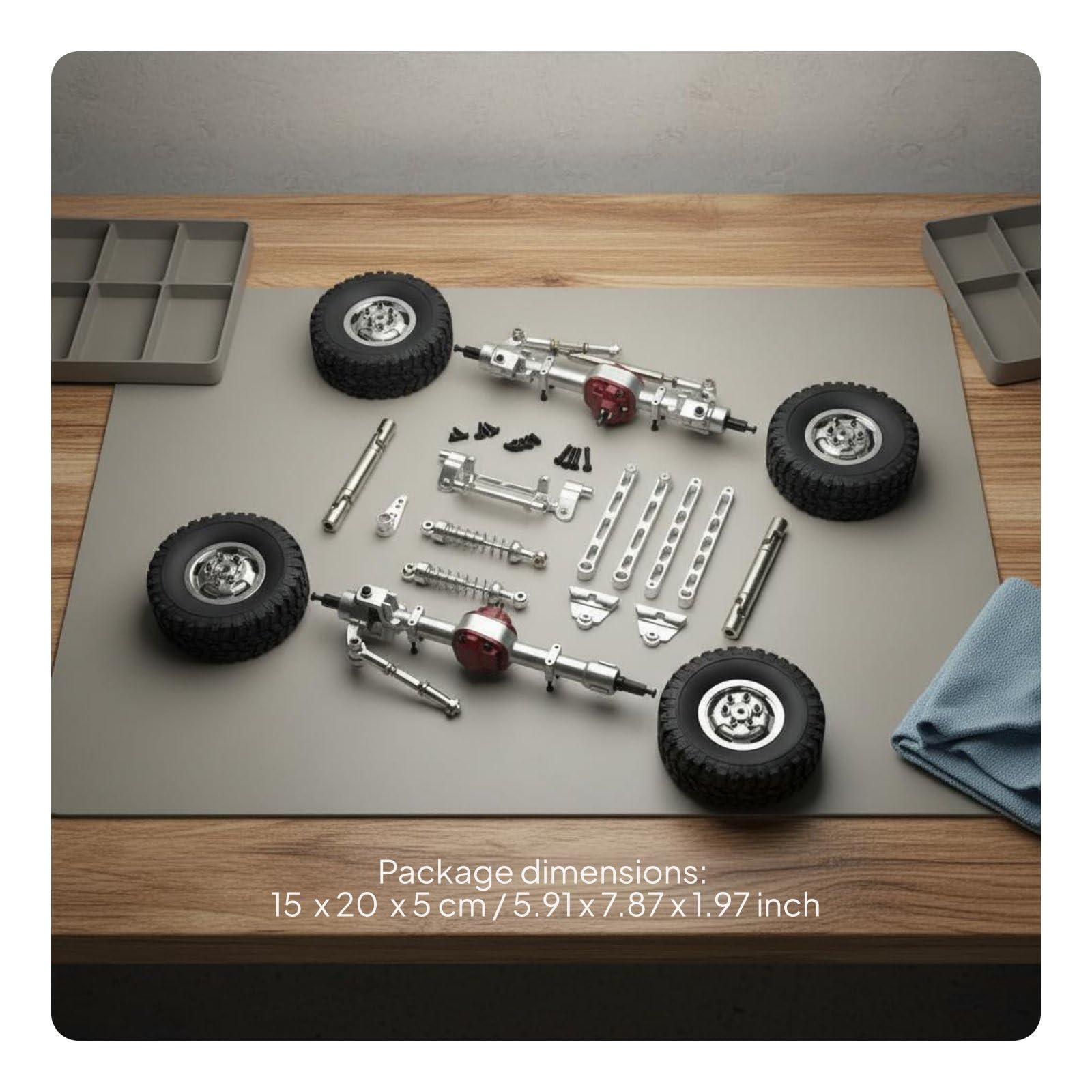 Gralara Auto Elettrica Componenti RC Metallo Completi Alberi Trasmissione Ammortizzatori Regolabili Tiranti con Braccio 25T per 1/12 Adatta a Modellismo Fuoristrada Gara Tempo Libero, Argento