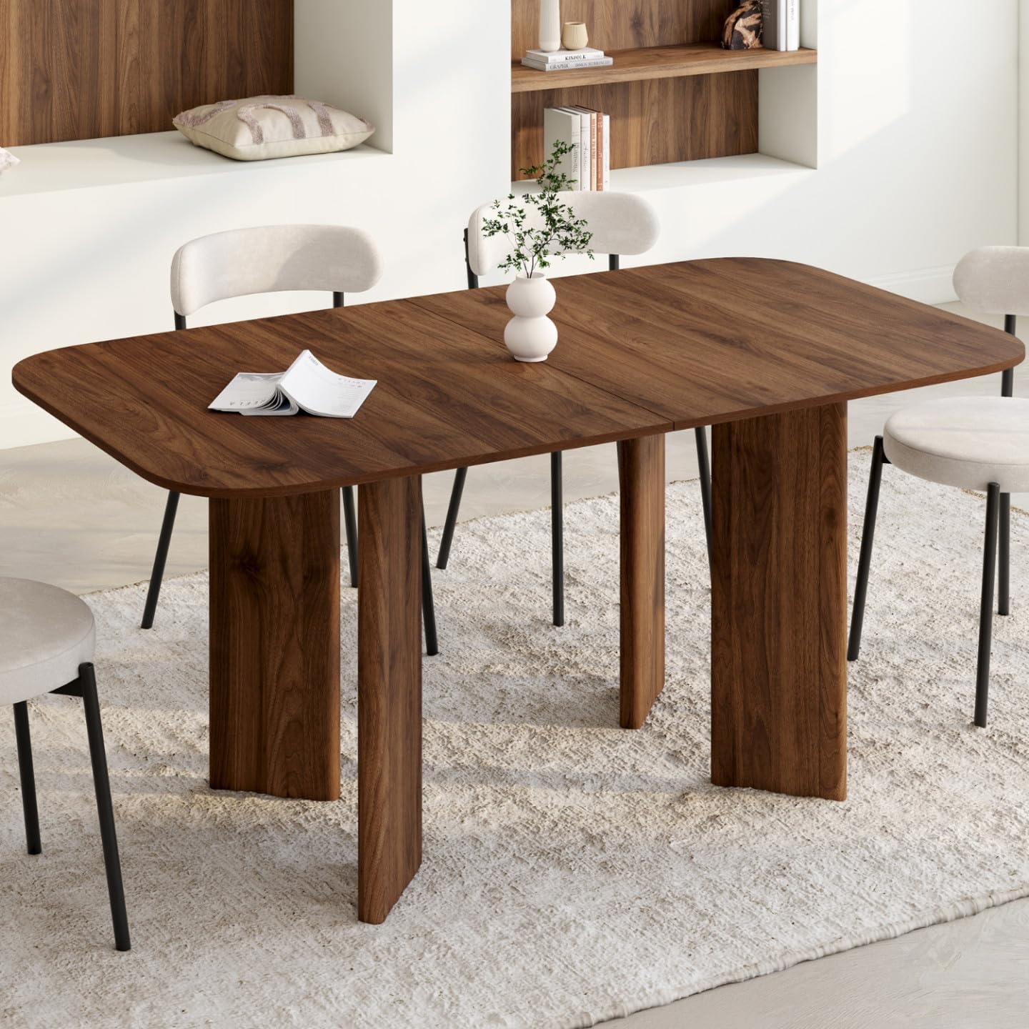 IDMarket - Table à Manger Extensible rectangulaire Arrondie Capucine