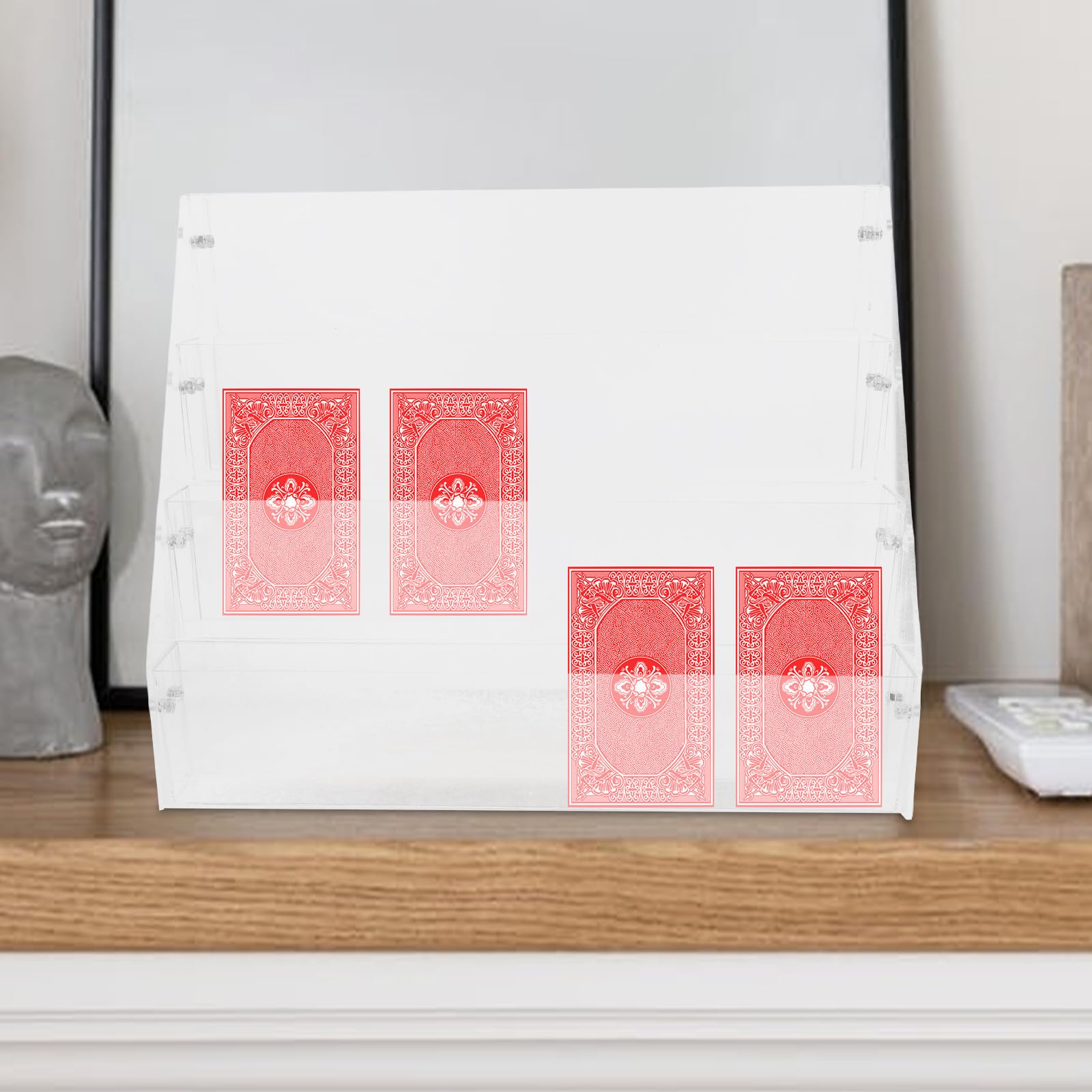 Holibanna Expositor Niveles en Acrílico Escalonado de Transparente de 4 Estructura Estable y Fácil Mantenimiento para Tarjetas Coleccionables Adecuado para Interiores