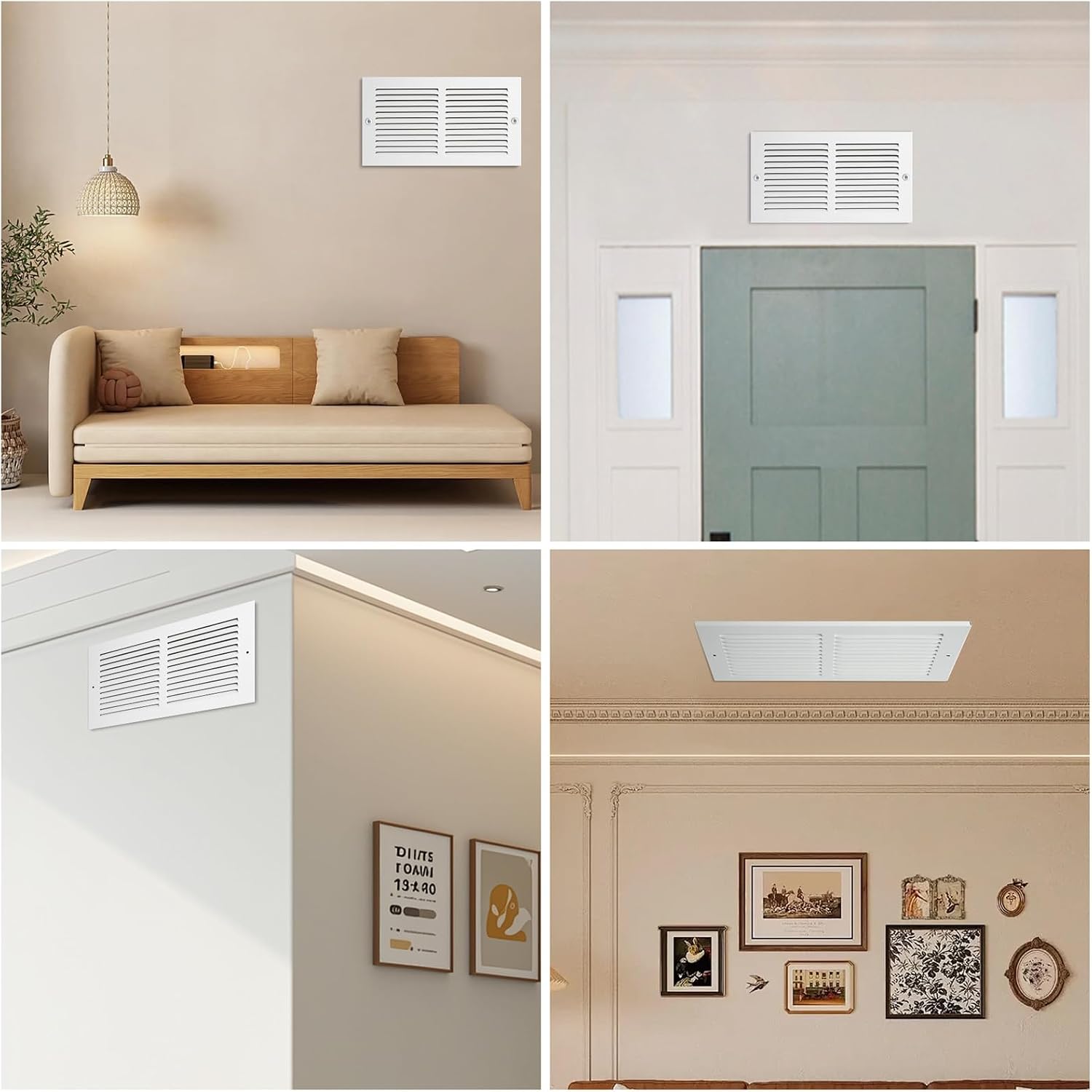 14 x 6 Inch (Duct Opening) Air Vent Cover for Wall or Ceiling, Steel Return Air Grille, HVAC Air Vent Covers-[Outer Dimensions: 15.7"W x 7.8"H], White, 2 Pack