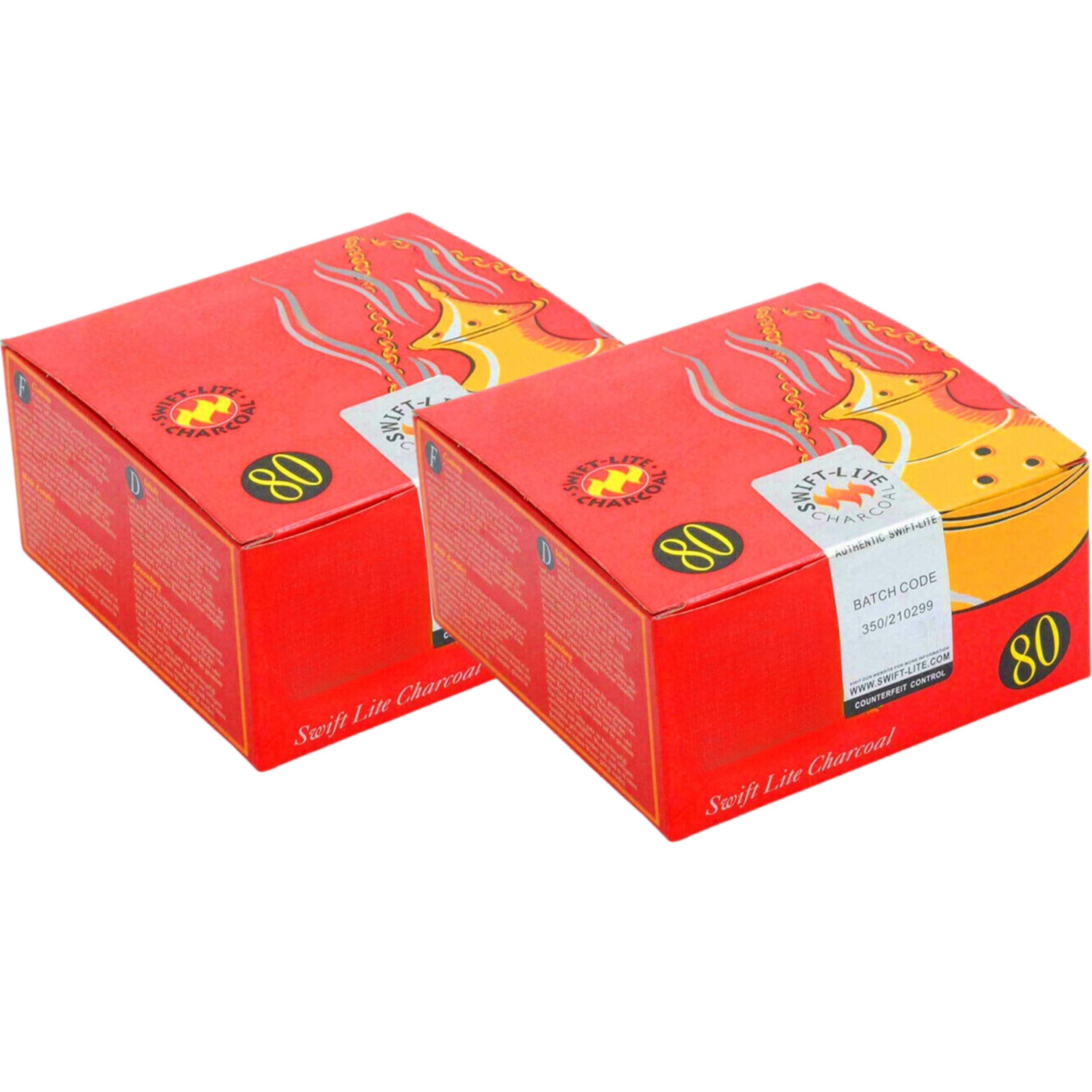 Glamified , Glam Red Glamified Shisha Hookah Charcoal Intense Shish Bahkoor Instant Light Premium Quick Lighting (2 Boxes (160 Dishes))