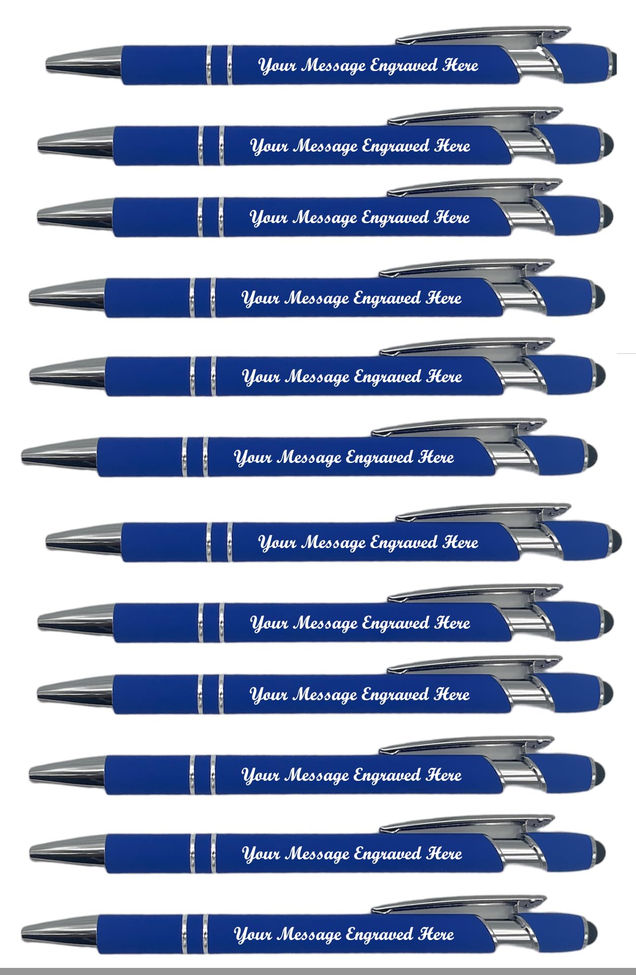 GIFTS INFINITY Personalized Metal Ball Point Pen Stylus Engraving Set of 12 (Royal Blue)