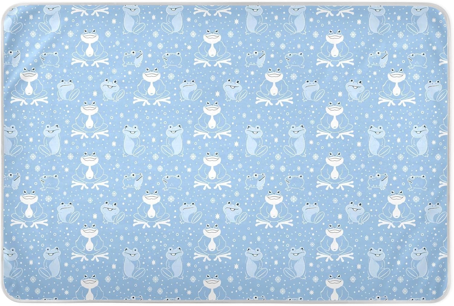Baby Blue Playful Frog Winter Extra Large Resuable Training Pee Pads for Kids Highly Absorbent Potty Training Cover Breathable Incontinence Pads for Baby Boys Girls , 52" L x 34" W