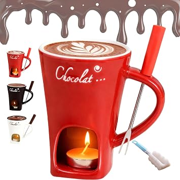 Chocolate Fondue Mug, Melting Love Cup, Chocolate Melting Mug with Candle, Candle Minis Simmer Mugs for Chocolates, Cheese, Butter #B