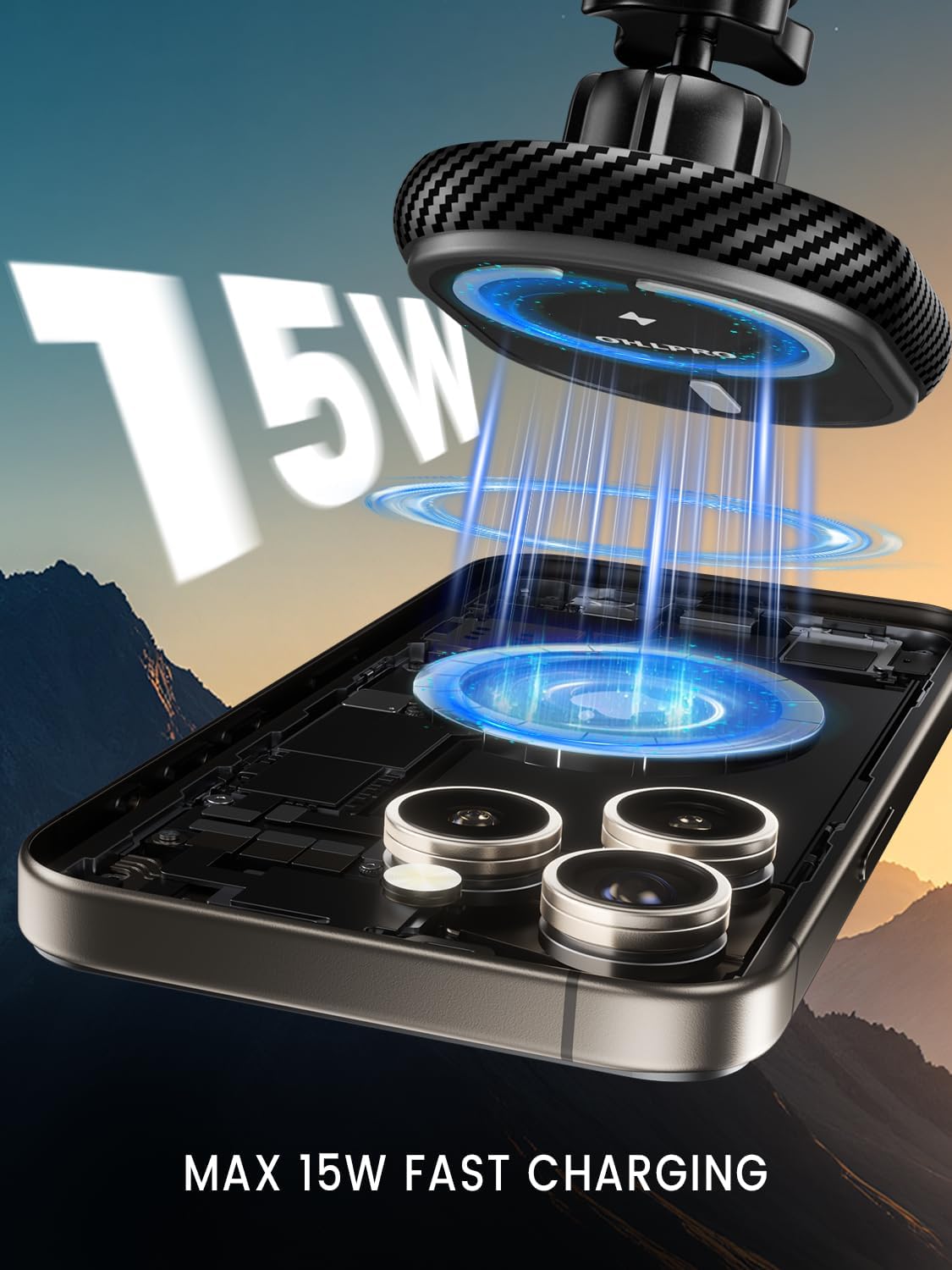 OHLPRO for iPhone 17 MagSafe Car Mount Charger, 15W Fast Wireless Charging Magnetic Holder with Extendable Suction Cup Arm, Dashboard & Vent Mount Compatible with iPhone 16/15/14/13 Pro Max - Image 5