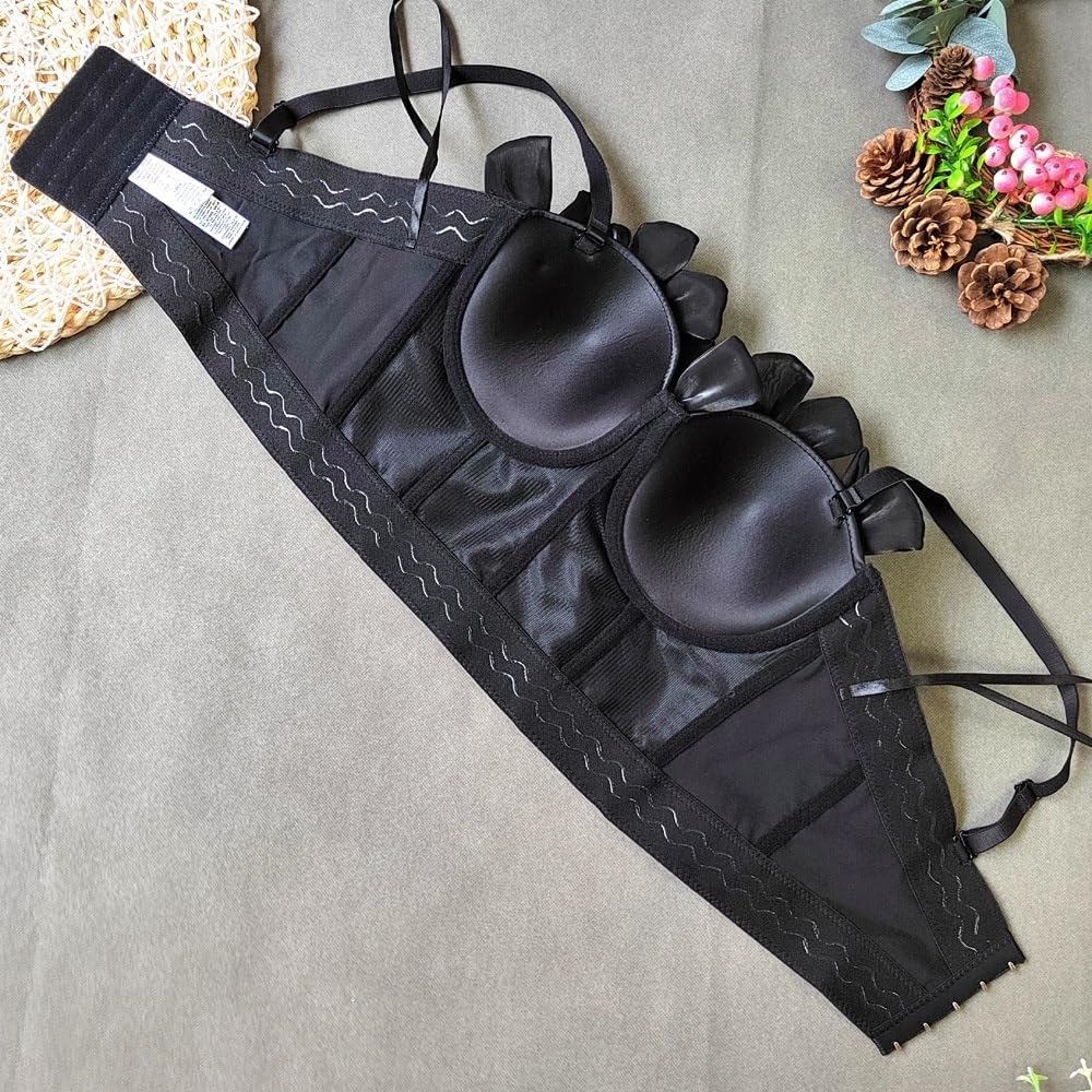 Sweet Three-dimensional Flower Pearl Sling with Steel Body Shaping Chest Wrap Waist Slimming Small Fragrance