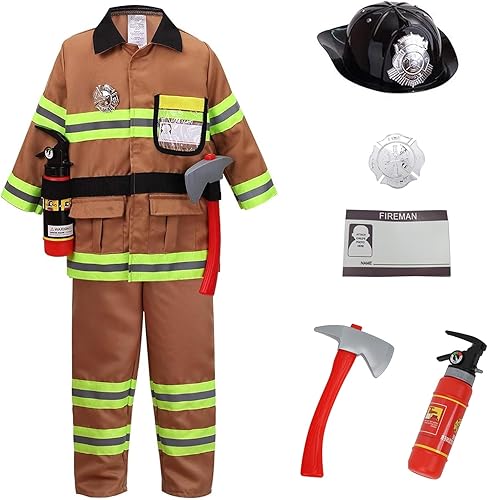 yolsun disfraz de bombero para niños y niñas, 7piezas