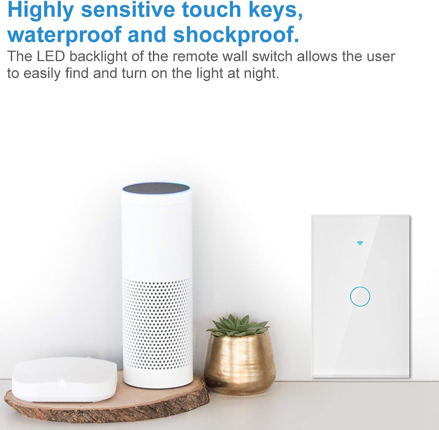 Wi-Fi Wall Switch, WiFi Remote Control Switch WiFi Touch Screen Switch Single Circle for Alexa for 1‑Way AC 90‑250V (White)