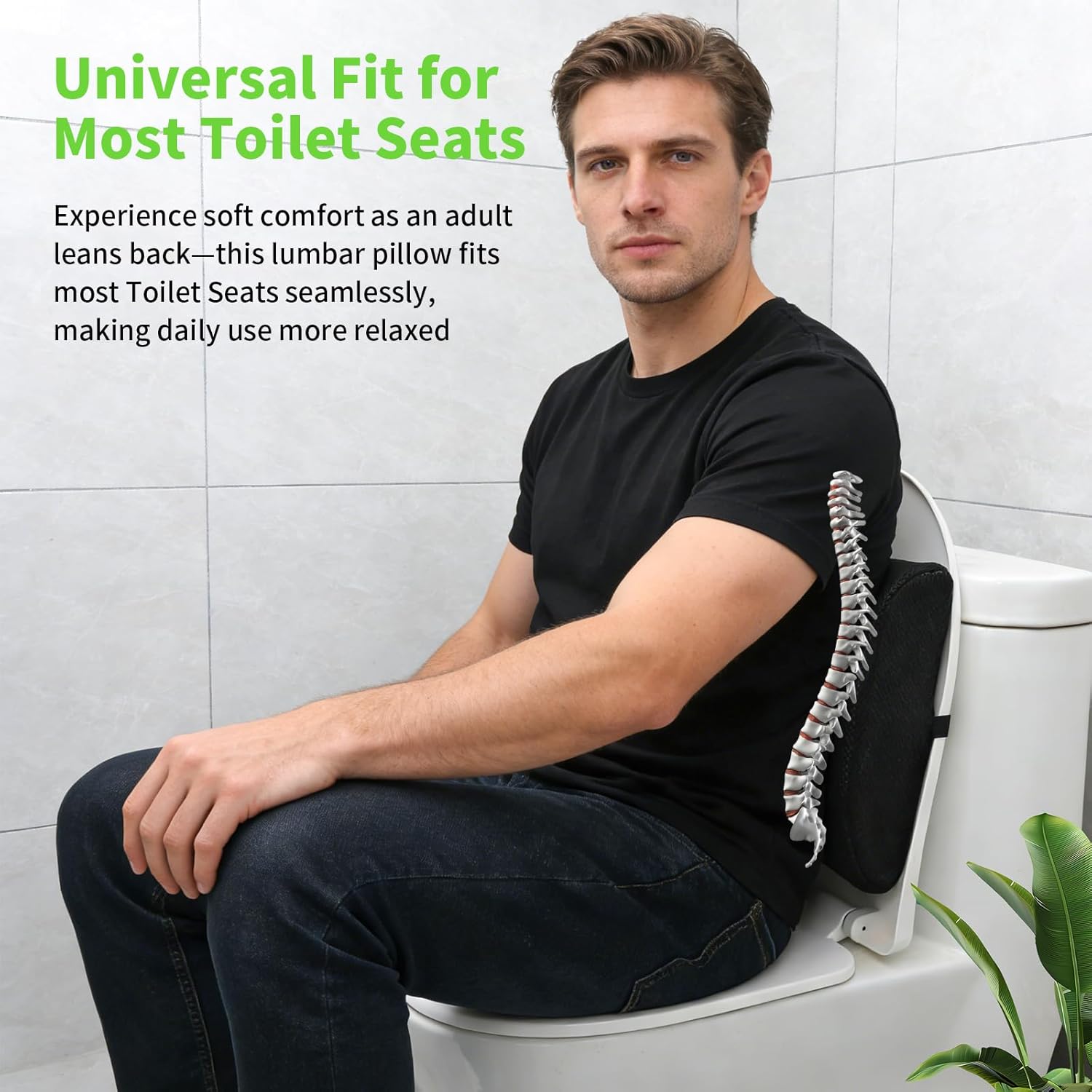 Toilet Seats Pillow，for Raised & Standard Toilet Seat Riser (13.4x12.6in) - Ergonomic Slow Rebound Memory Foam Cushion with Straps, Toilet lumbar Support, Fits Flat Covers，Home Bathroom Comfort Boost