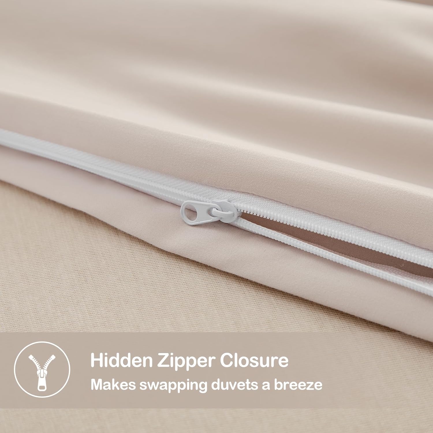 MIOTO Oversized King Duvet Cover 120x120-3 Pieces Prewashed Extra Soft Bedding Set, Includes 1 Duvet Cover with Zipper Closure & 2 Pillow Shams(120x120, Beige)