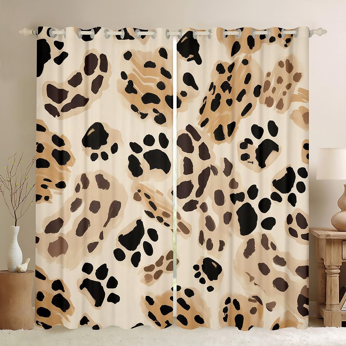 Rideau léopard 137x117cm opaque pour chambre d'enfant et lit moderne