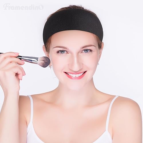 Miniatura 5 de Framendino, Paquete de 300 diademas faciales desechables negras no tejidas para el cuidado de la piel con cierre cómodo para mujeres y niñas
